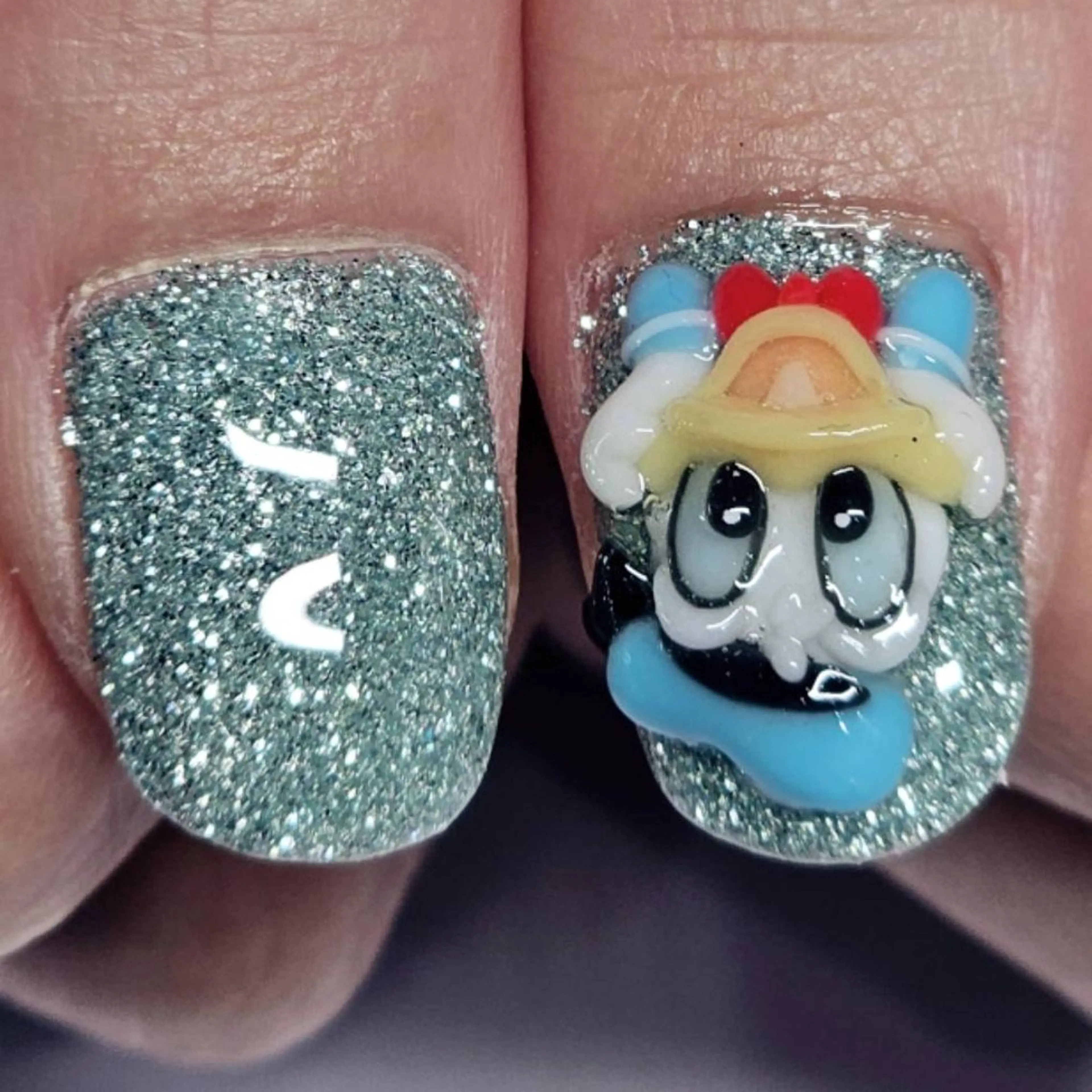 ネイル アートネイル ブルー ラメ(グリッター) ワンカラーネイル ハンドネイル よしだ ひろきのネイルデザイン