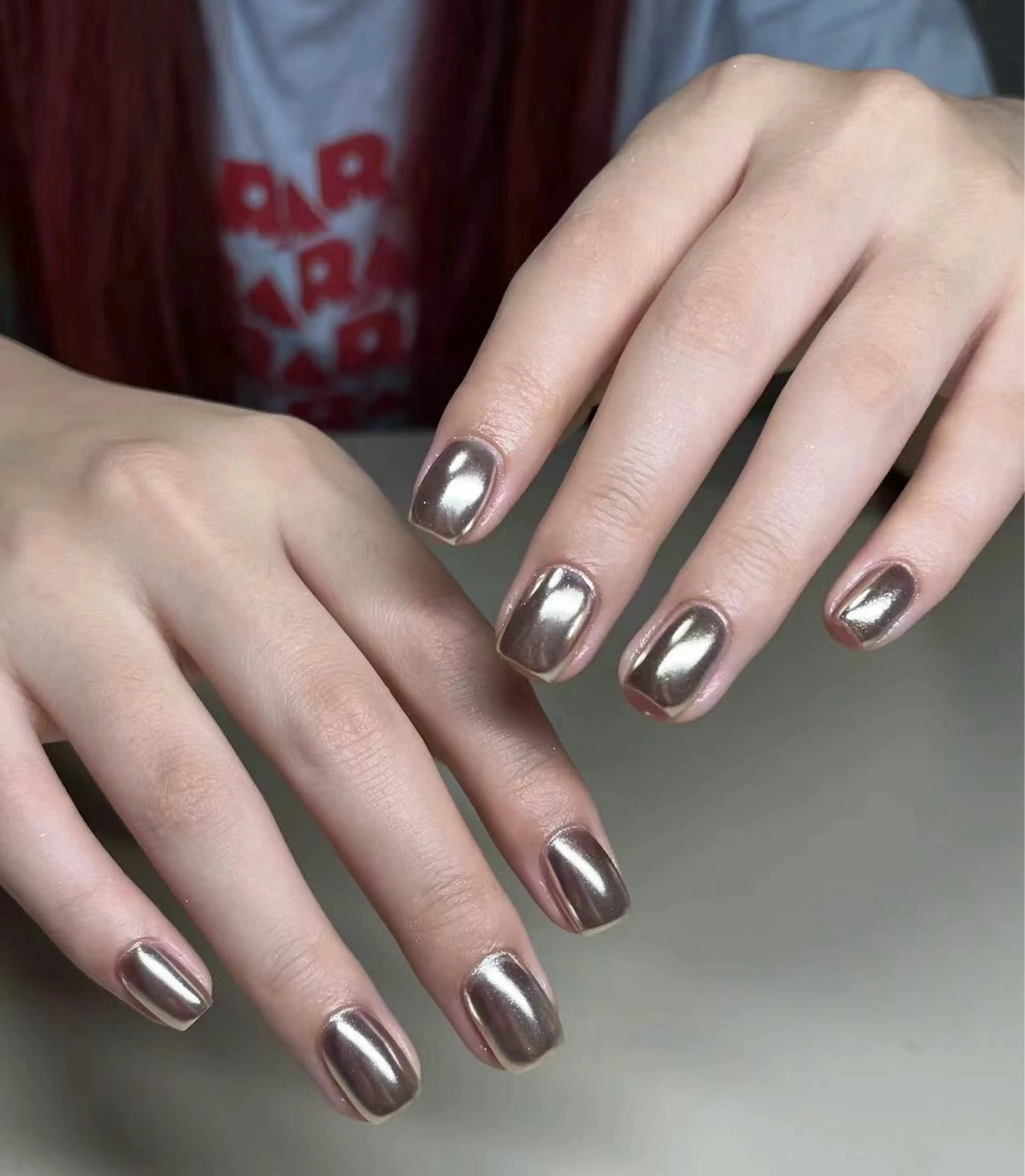 ミラーorオーロラネイルワンカラーの写真