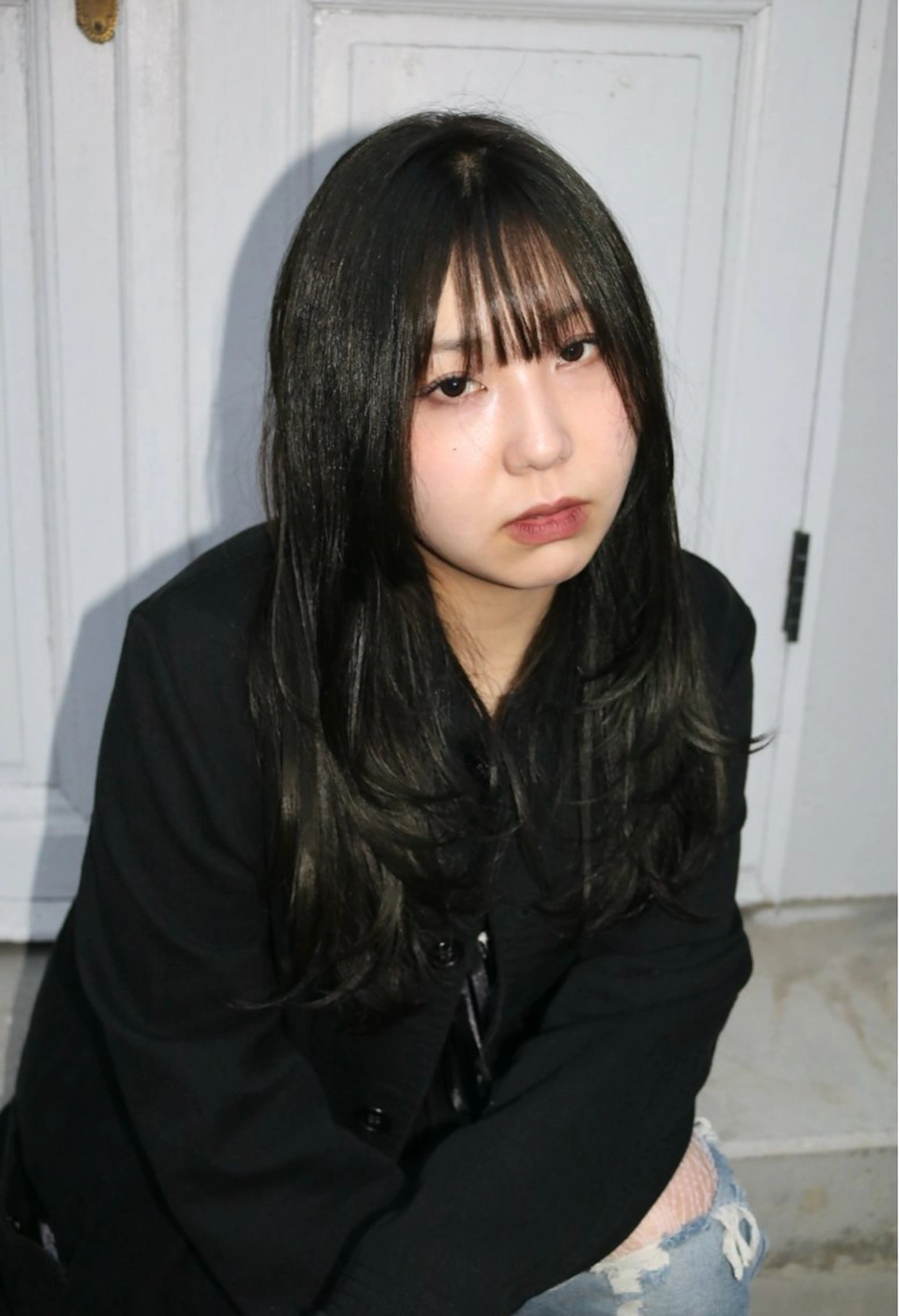 ロング カラー グレージュ カーキグレージュ 姫カット レイヤーカット カット ヘアカラー トリートメント 愛華 【geep】のヘアスタイル