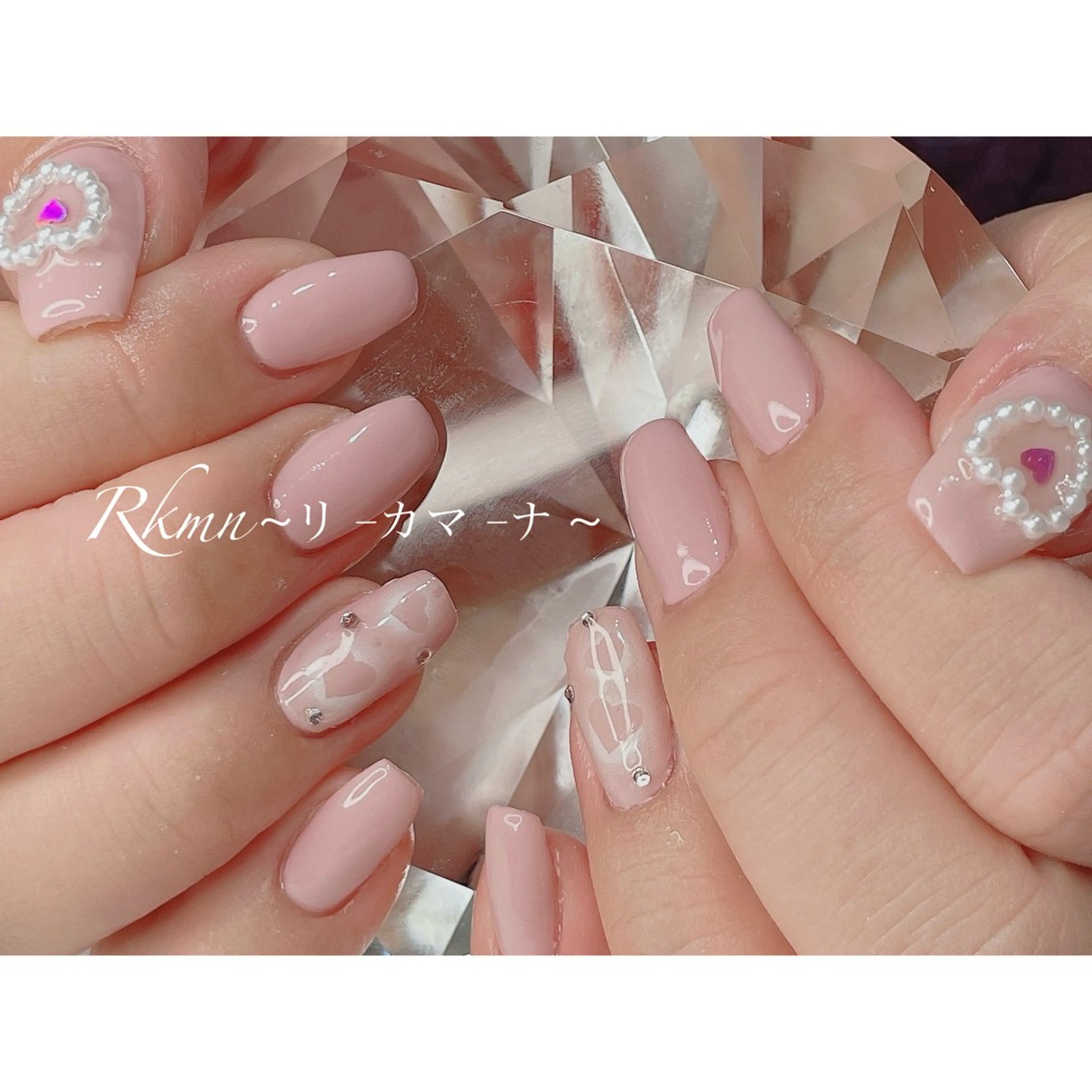 ネイル アートネイル ハート 春ネイル ハンドネイル フットネイル ハンドケア Rkmn ~リ-カマ-ナ~のネイルデザイン