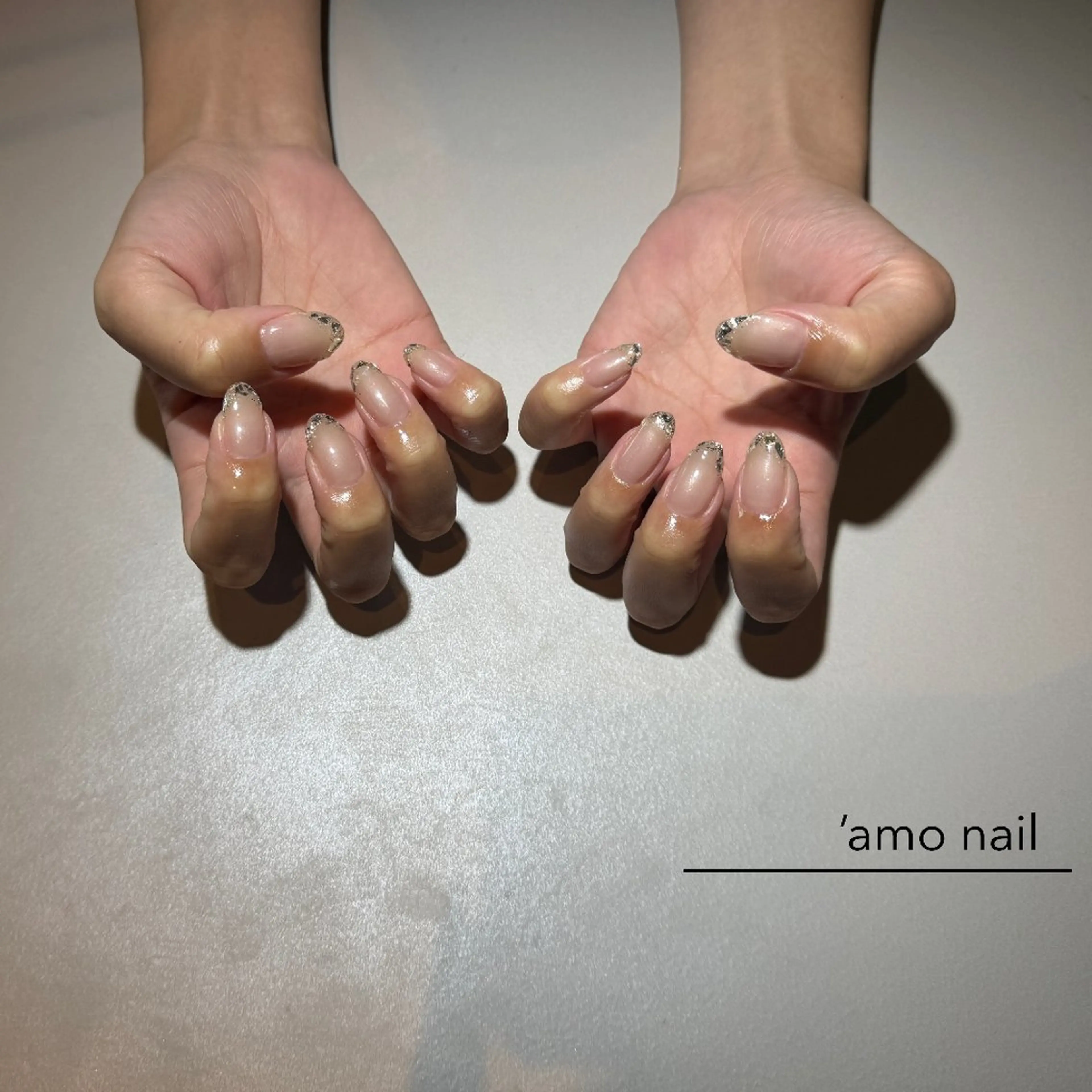 ネイル フレンチネイル ガラスフレンチ 'amo nail所属・'amo nailのネイルデザイン