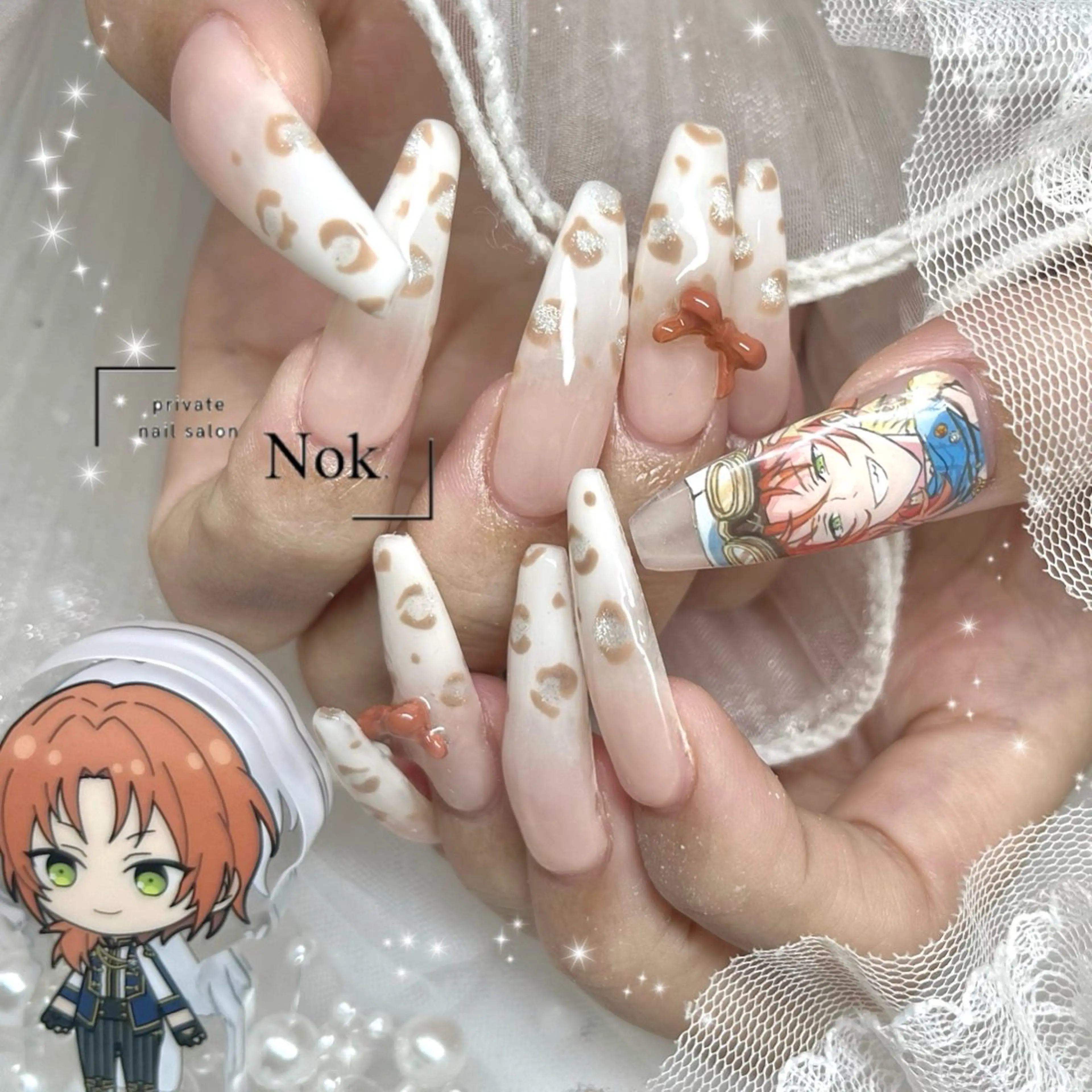 ネイル リボン ハンドネイル 池袋痛ネイル Nok. 渡辺のネイルデザイン