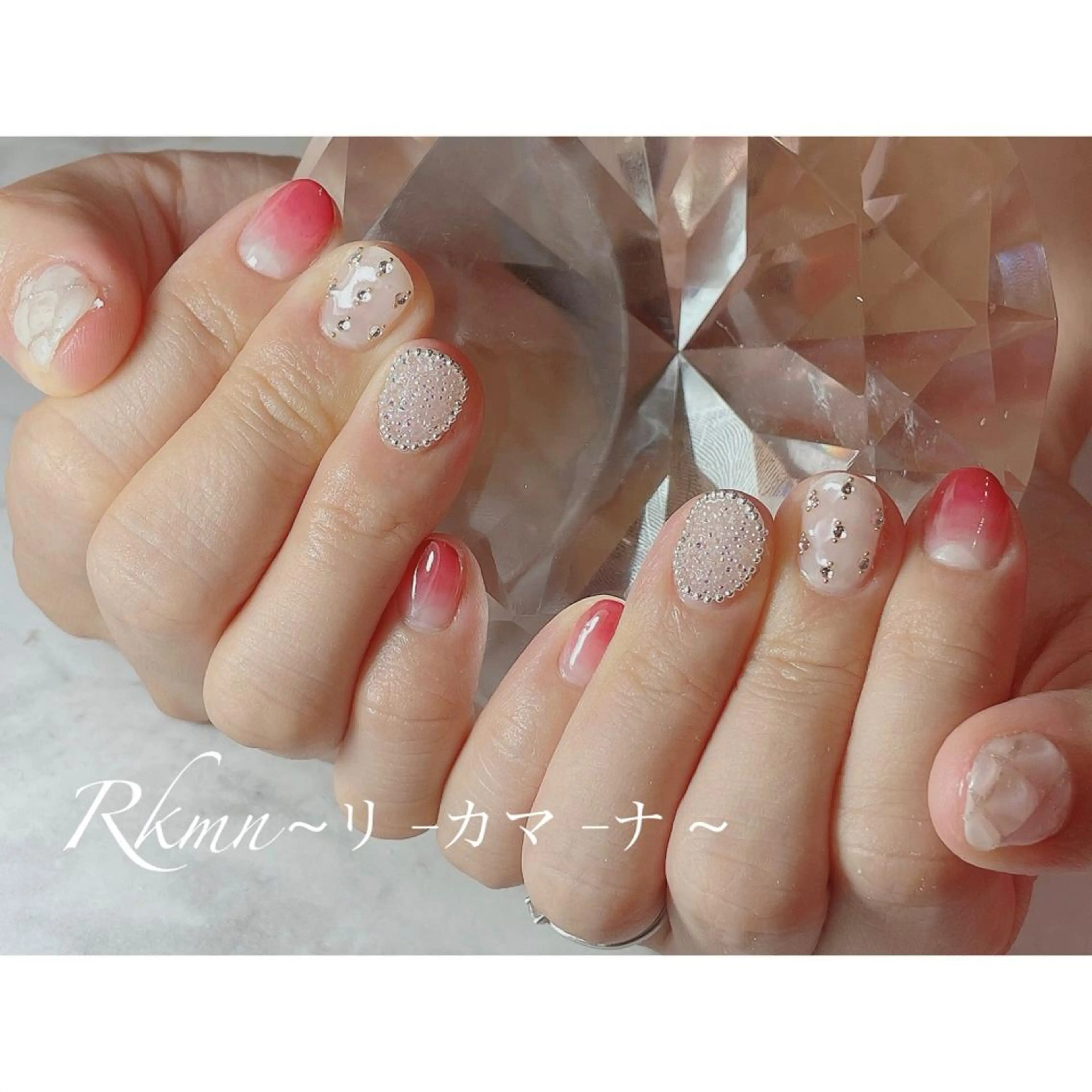 ネイル アートネイル グラデーション 春ネイル ハンドネイル フットネイル ハンドケア Rkmn ~リ-カマ-ナ~のネイルデザイン