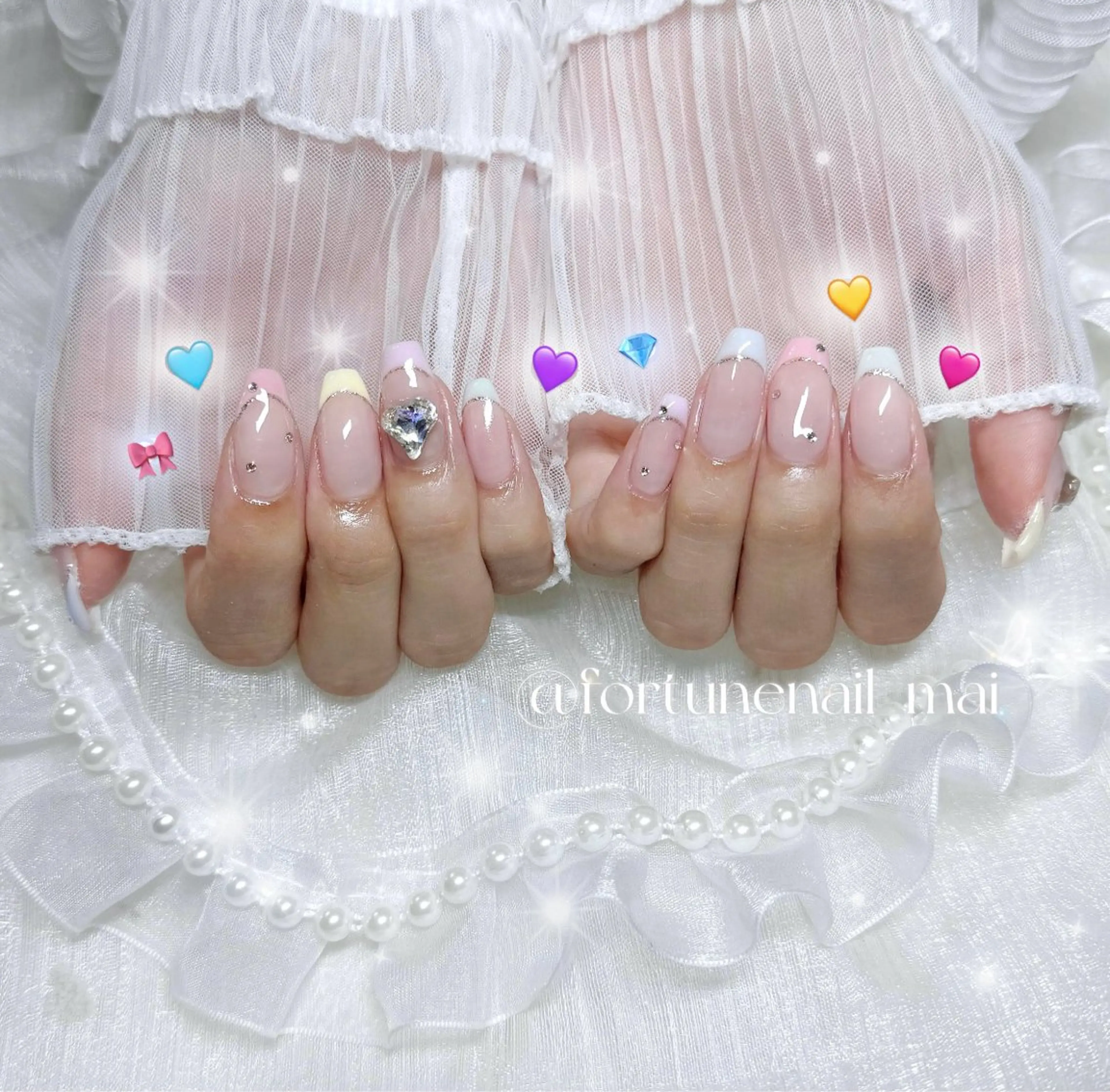 ネイル フレンチネイル パステルネイル ハンドネイル 🎀Mai 🎀のネイルデザイン