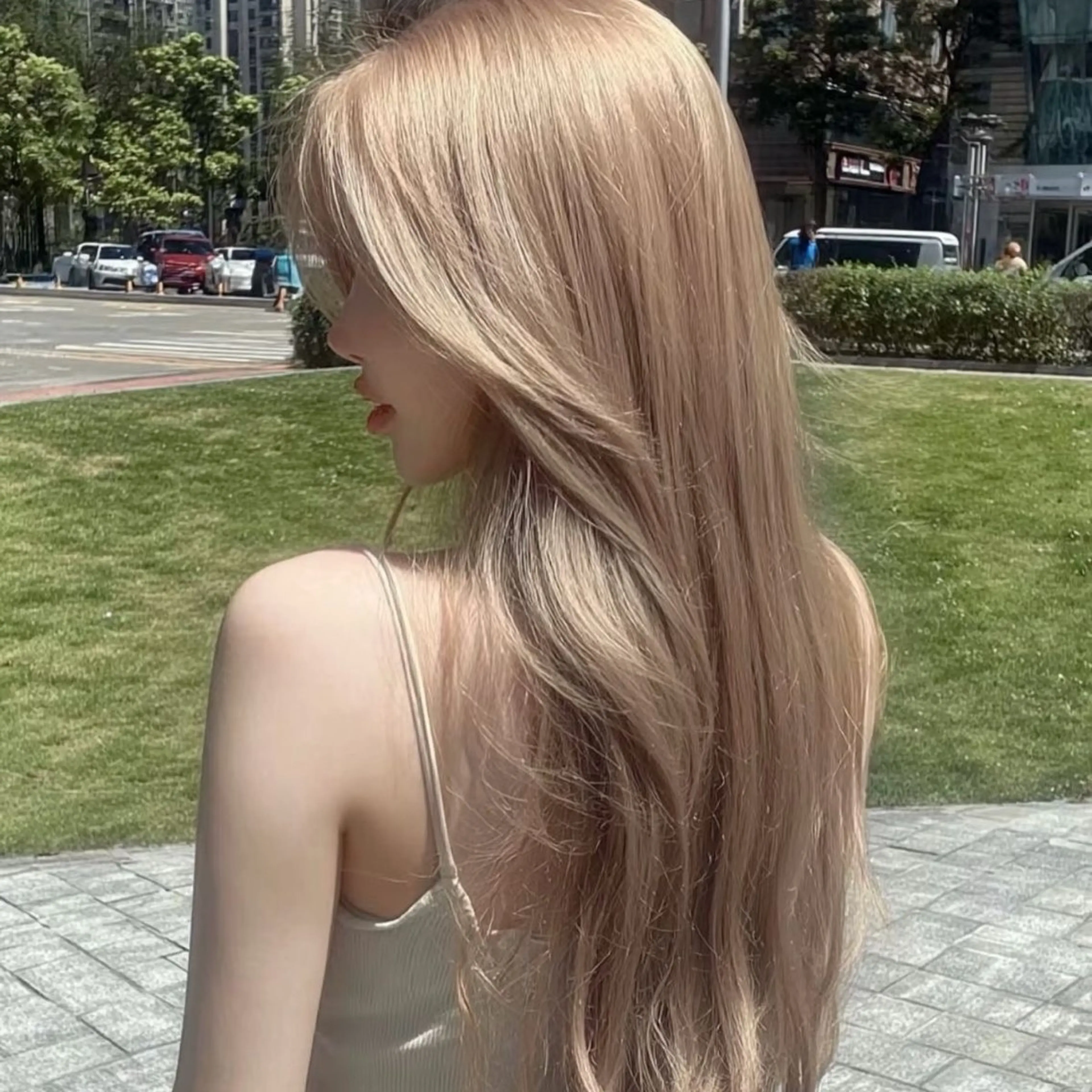 ロング カラー ヘアアレンジ ヘアカラー トリートメント ヘッドスパ ヘアセット 盛れ韓国ハイトーン 🎀Himari🎀のヘアスタイル