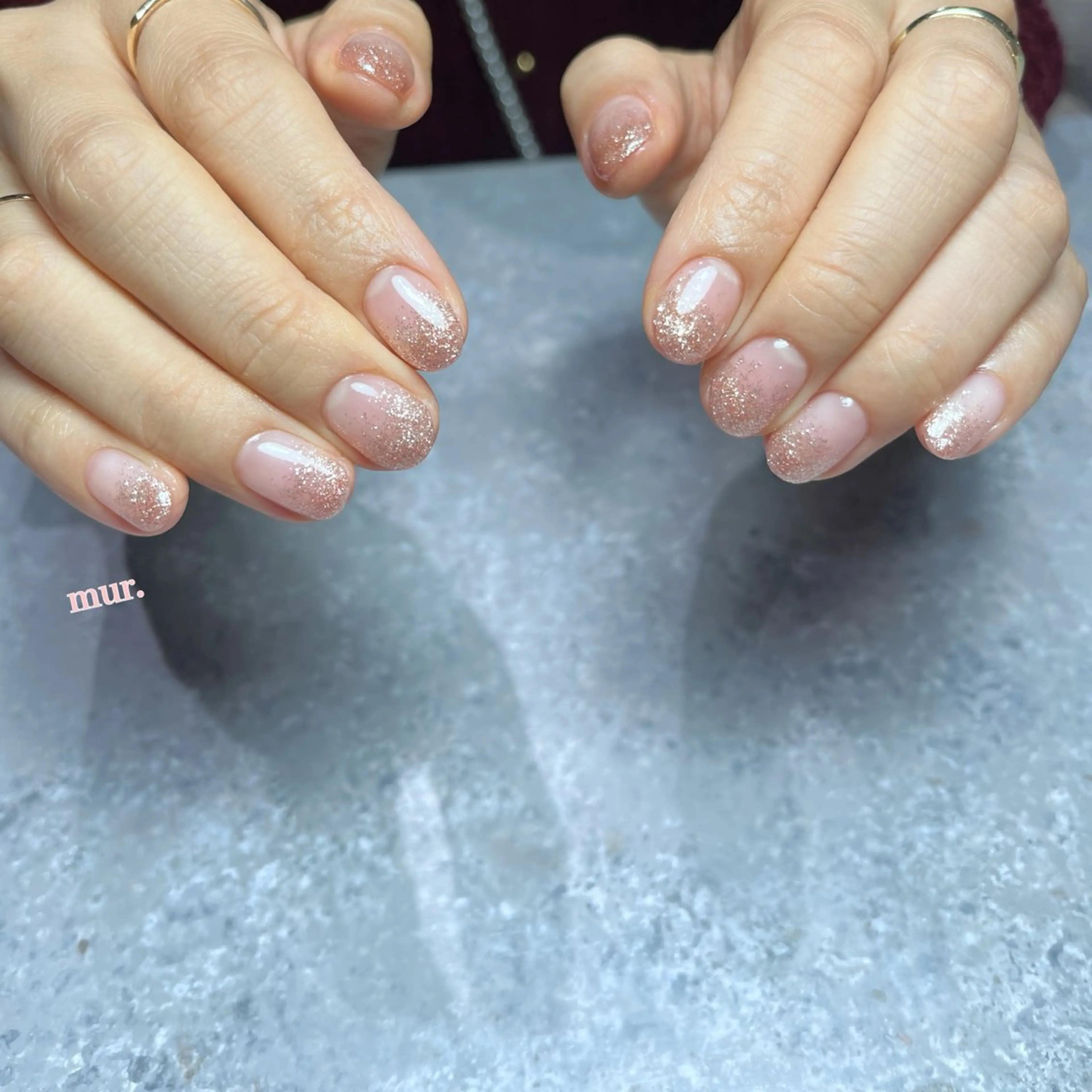 ネイル グラデーション キラキラネイル ラメ(グリッター) ラメグラデーション ピンク ハンドネイル nailsalon mur.のネイルデザイン