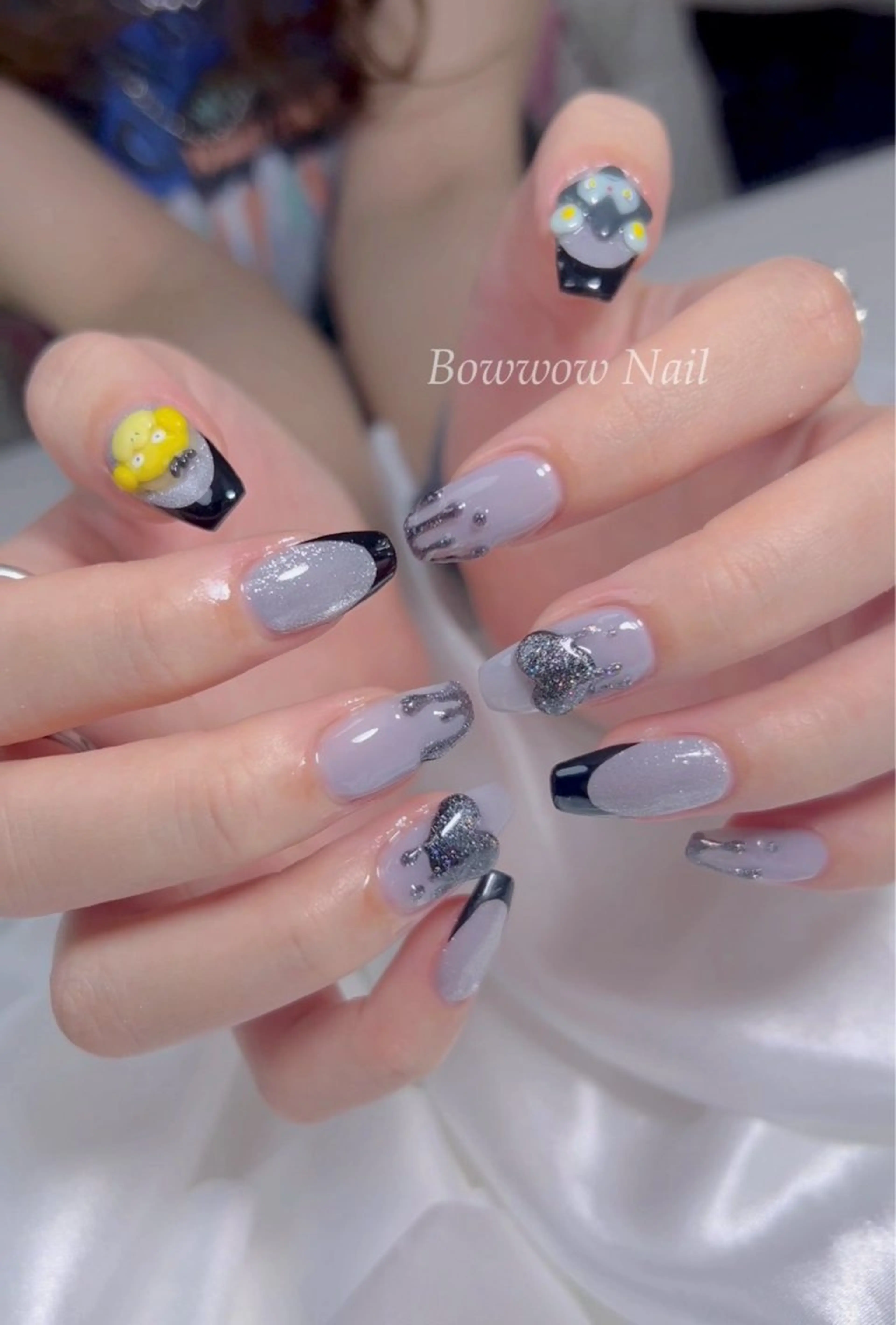 ネイル フレンチネイル 韓国ネイル マグネットネイル シンプルネイル ワンホンネイル Bow wow Nail さや🧸のネイルデザイン