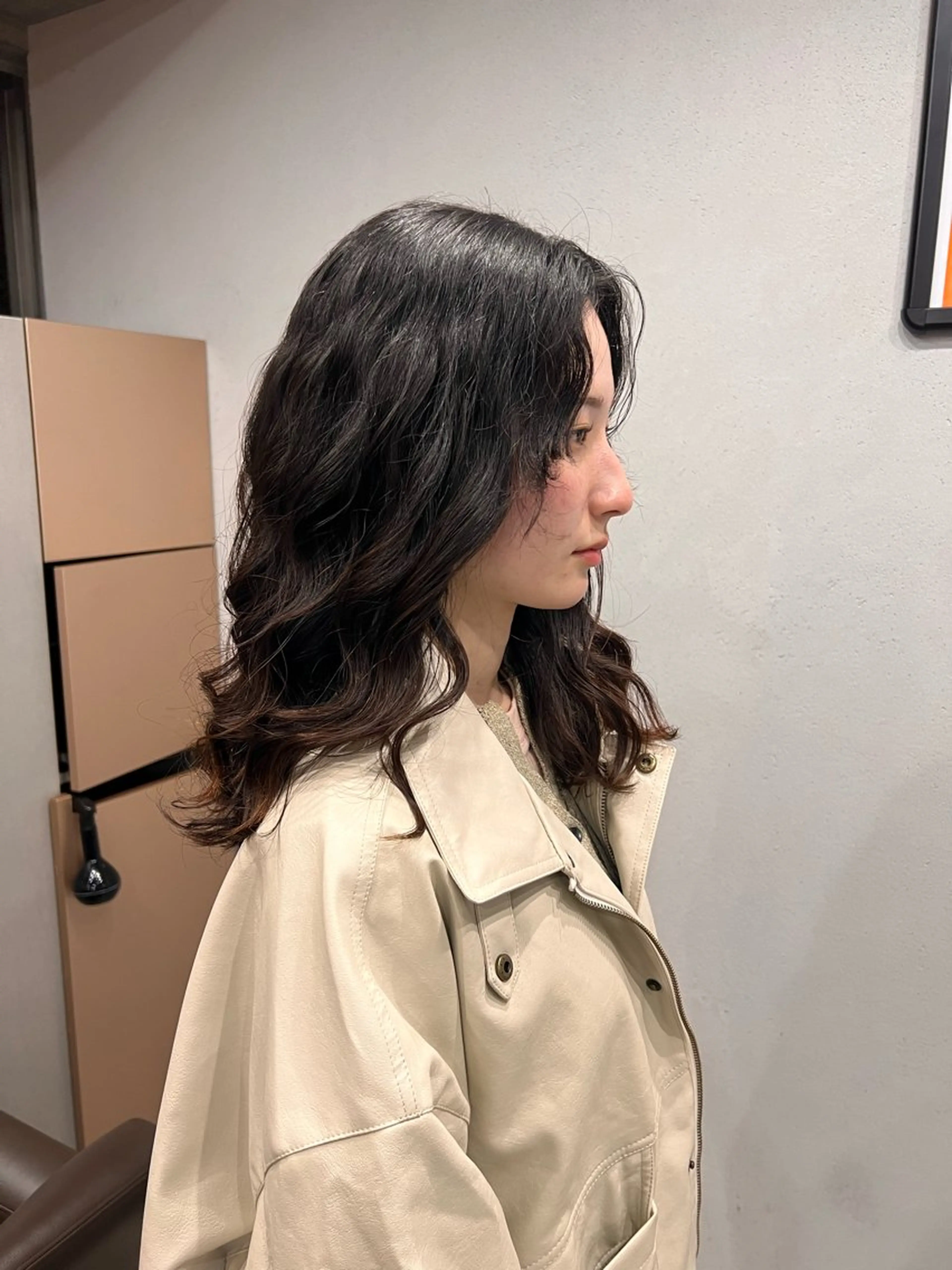 セミロング パーマ レイヤーカット/ パーマ‪/表参道のヘアスタイル