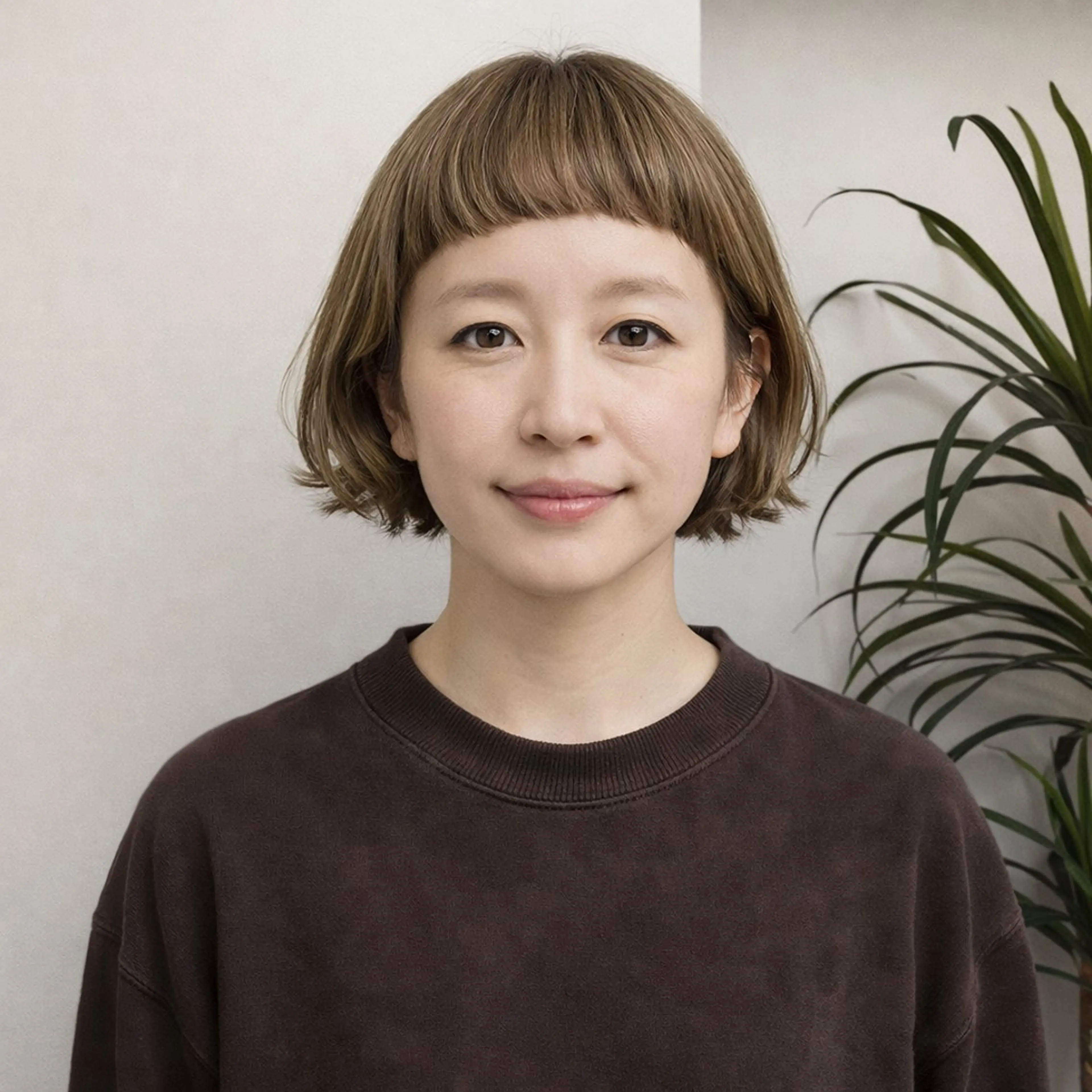 ミディアム カラー ショートボブ ベージュカラー 透明感カラー ボブ カット ヘアカラー トリートメント 遠藤 広美のヘアスタイル
