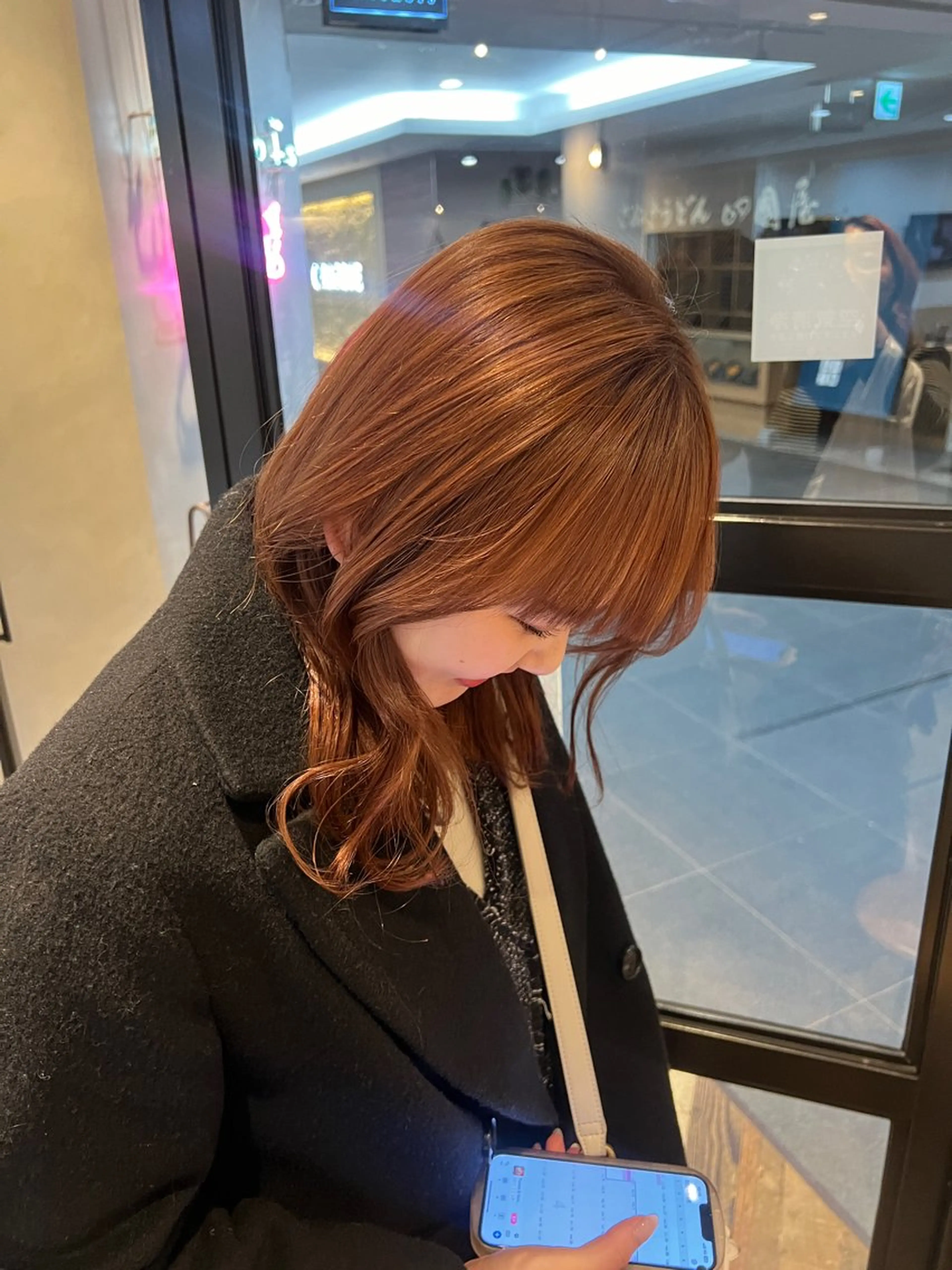 ミディアム カラー ベージュカラー オレンジ オレンジベージュ beleefric 🩵黒木芽衣のヘアスタイル