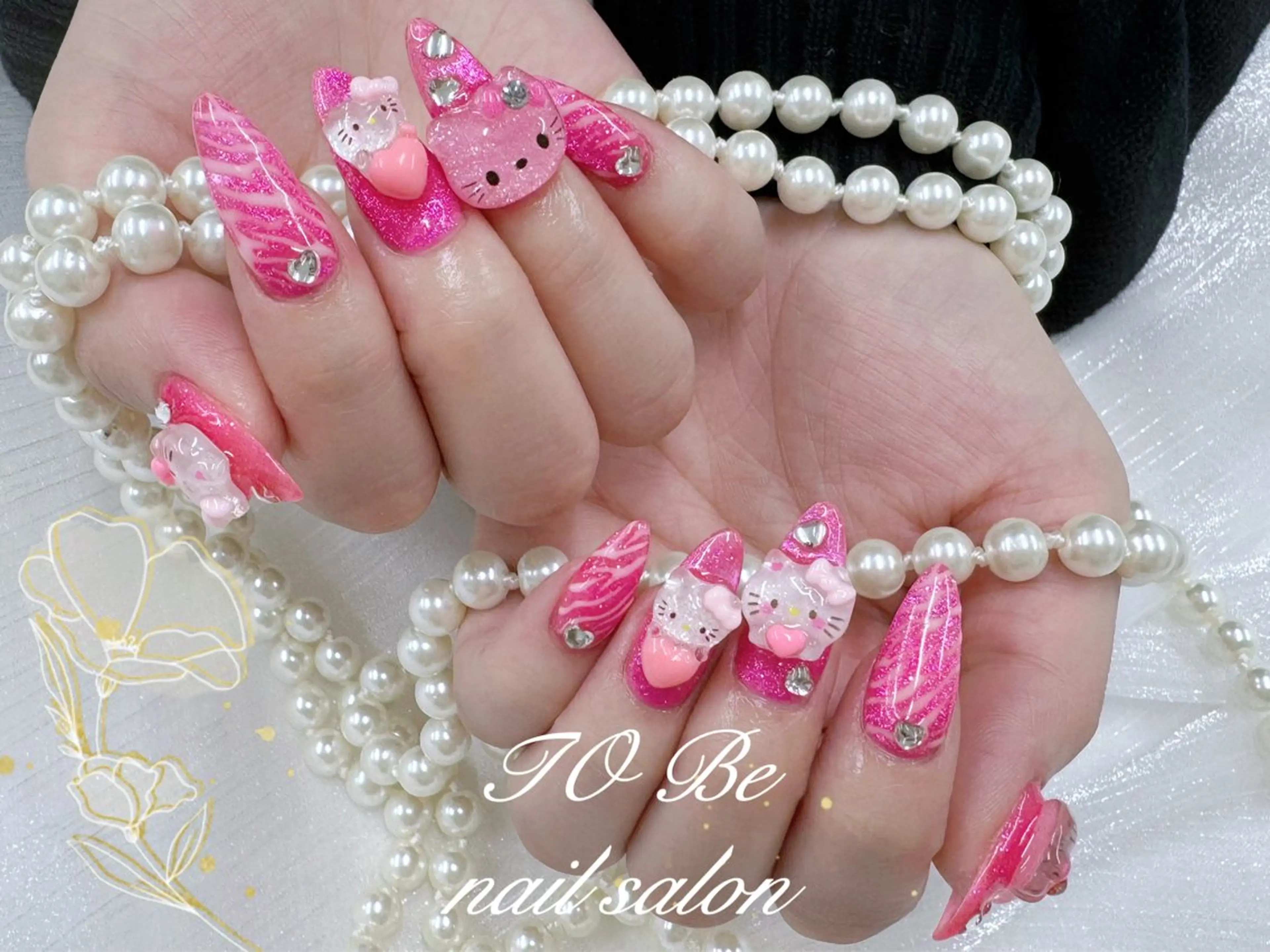 ロング ハンドネイル Nail Salon To Be珈月のネイルデザイン