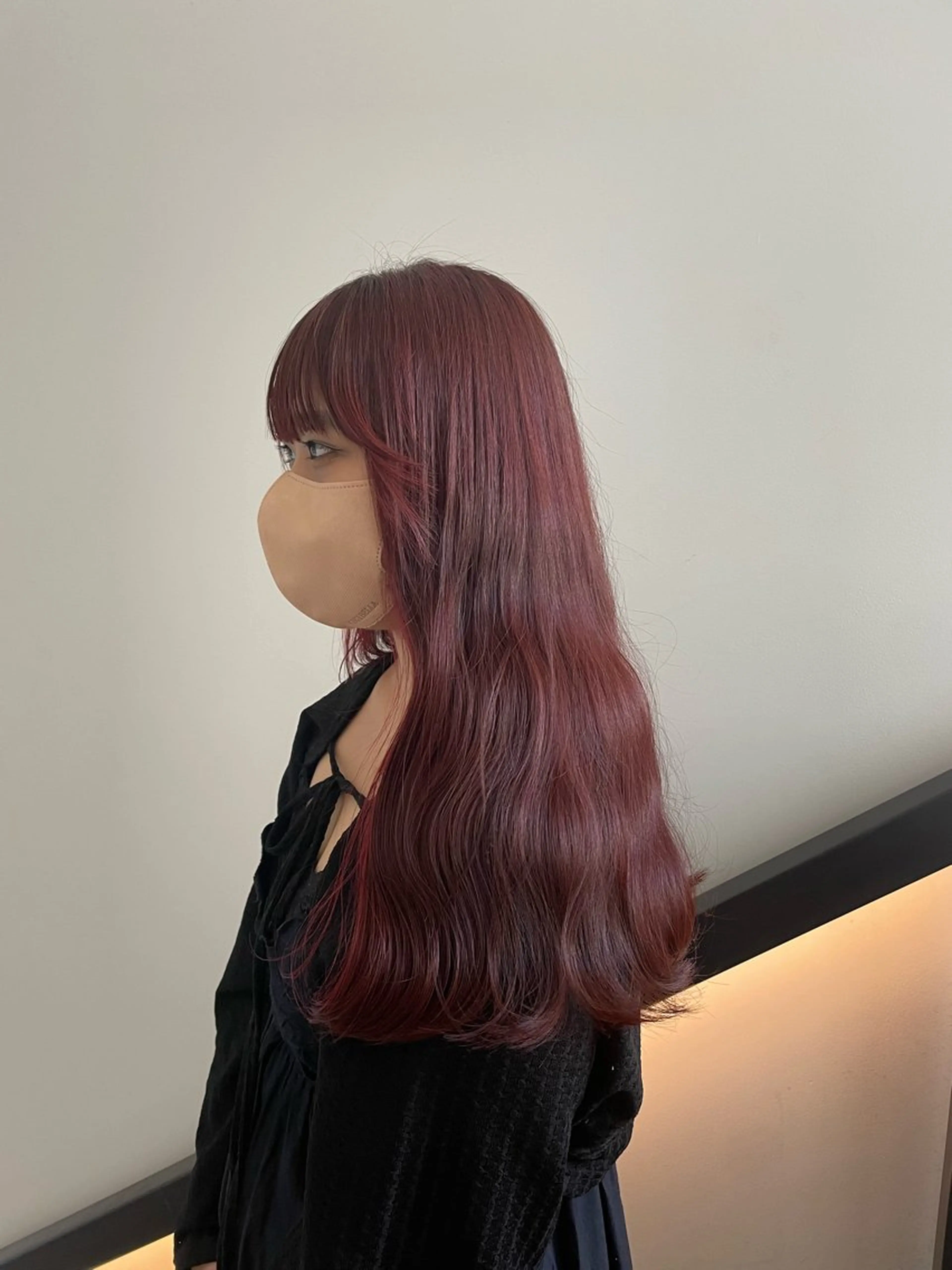 ロング カラー レッドカラー カット ヘアカラー 🌟暖色系ハイトーン 🌟AIのヘアスタイル