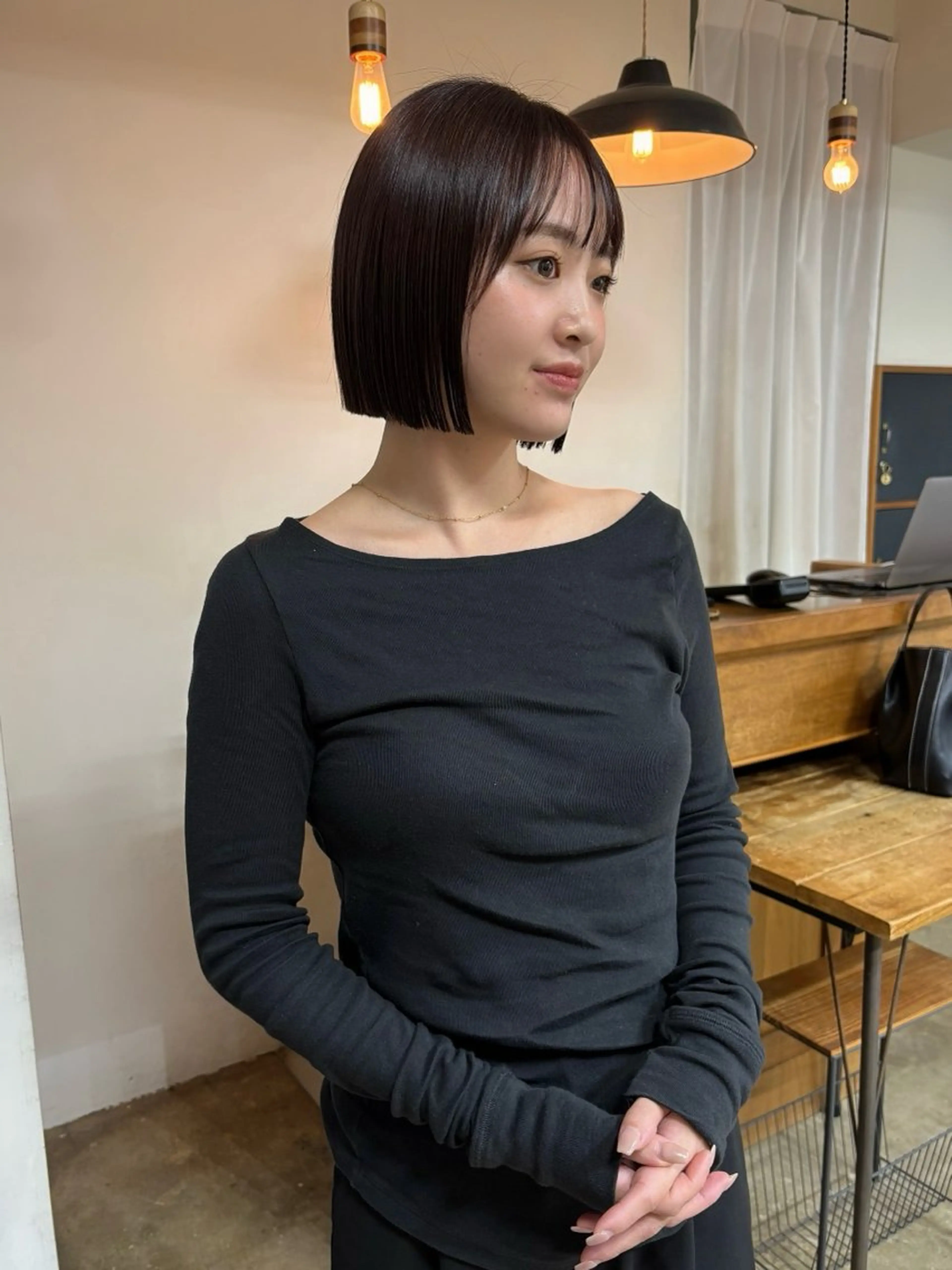 ミディアム カラー カット ヘアカラー トリートメント 韓国ボブ＆顔まわり レイヤー♡TOMOEのヘアスタイル