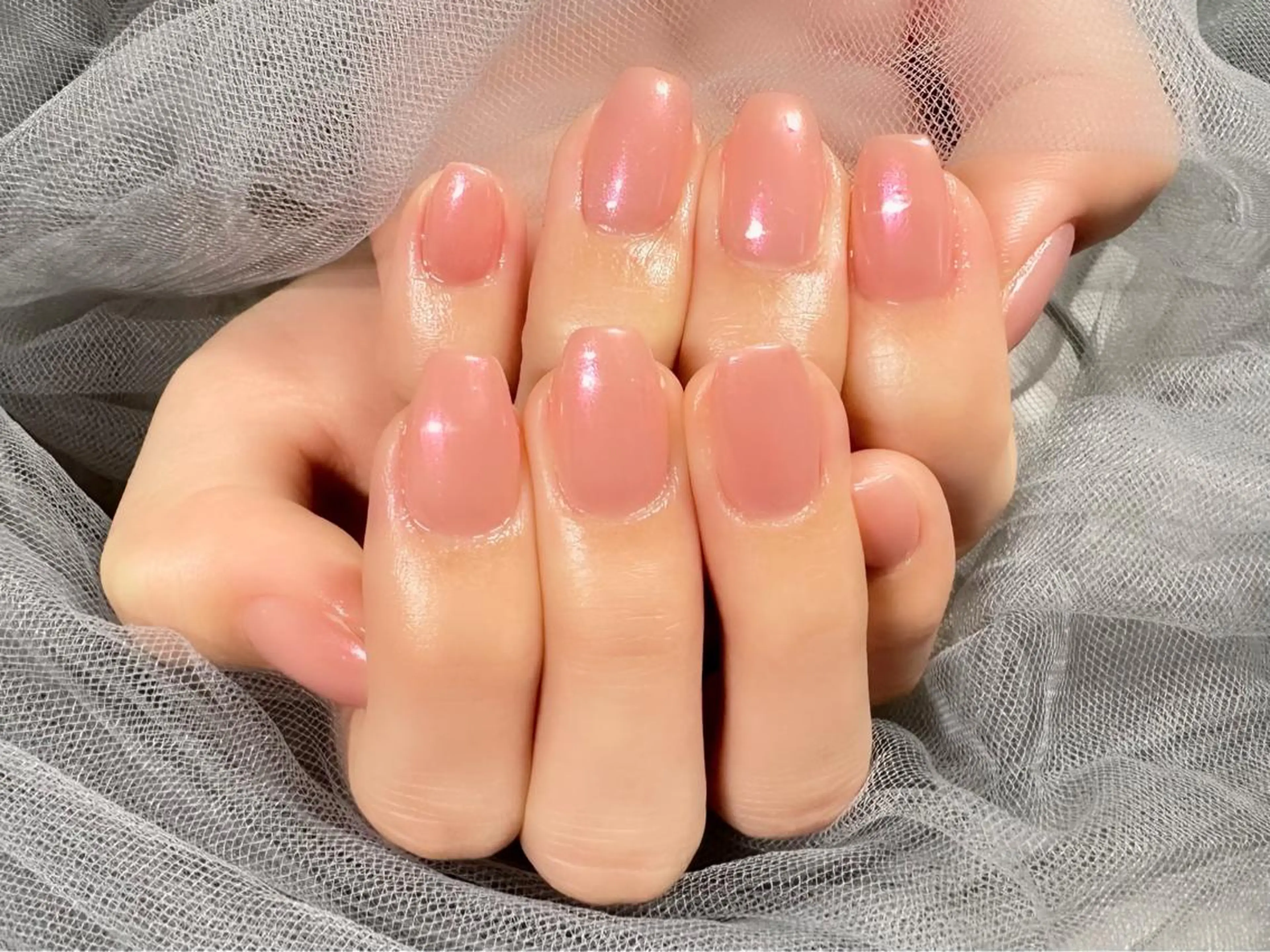 ネイル オーロラネイル ピンク シンプルネイル 春ネイル ハンドネイル KURELLY所属・Nail Salon KURELLYのネイルデザイン