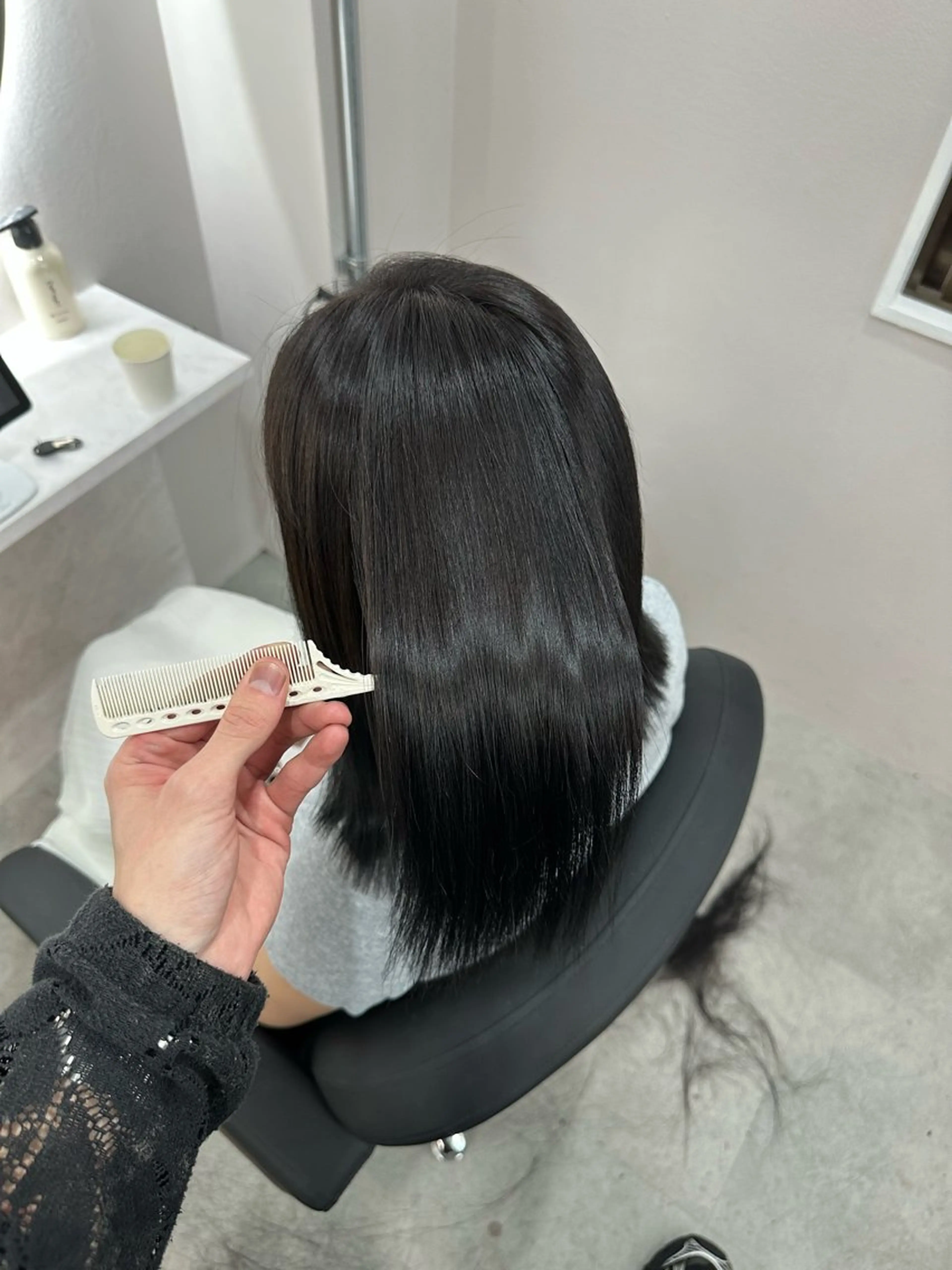 ロング カラー 透明感カラー 酸性ストレート 縮毛矯正 ALLENhair 森野太一のヘアスタイル