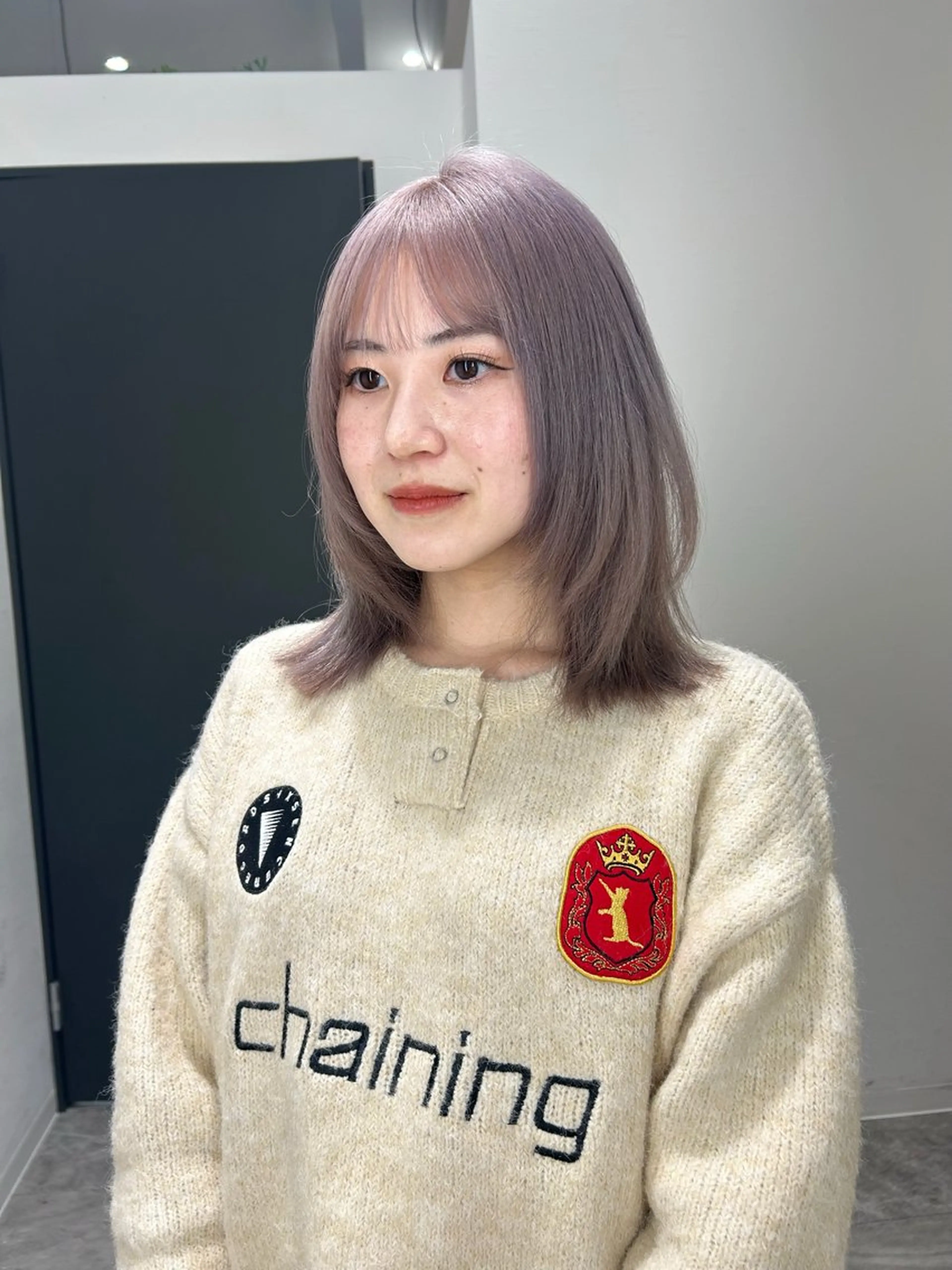 ミディアム カラー 似合わせ前髪／ 小顔カット🎀そうのヘアスタイル