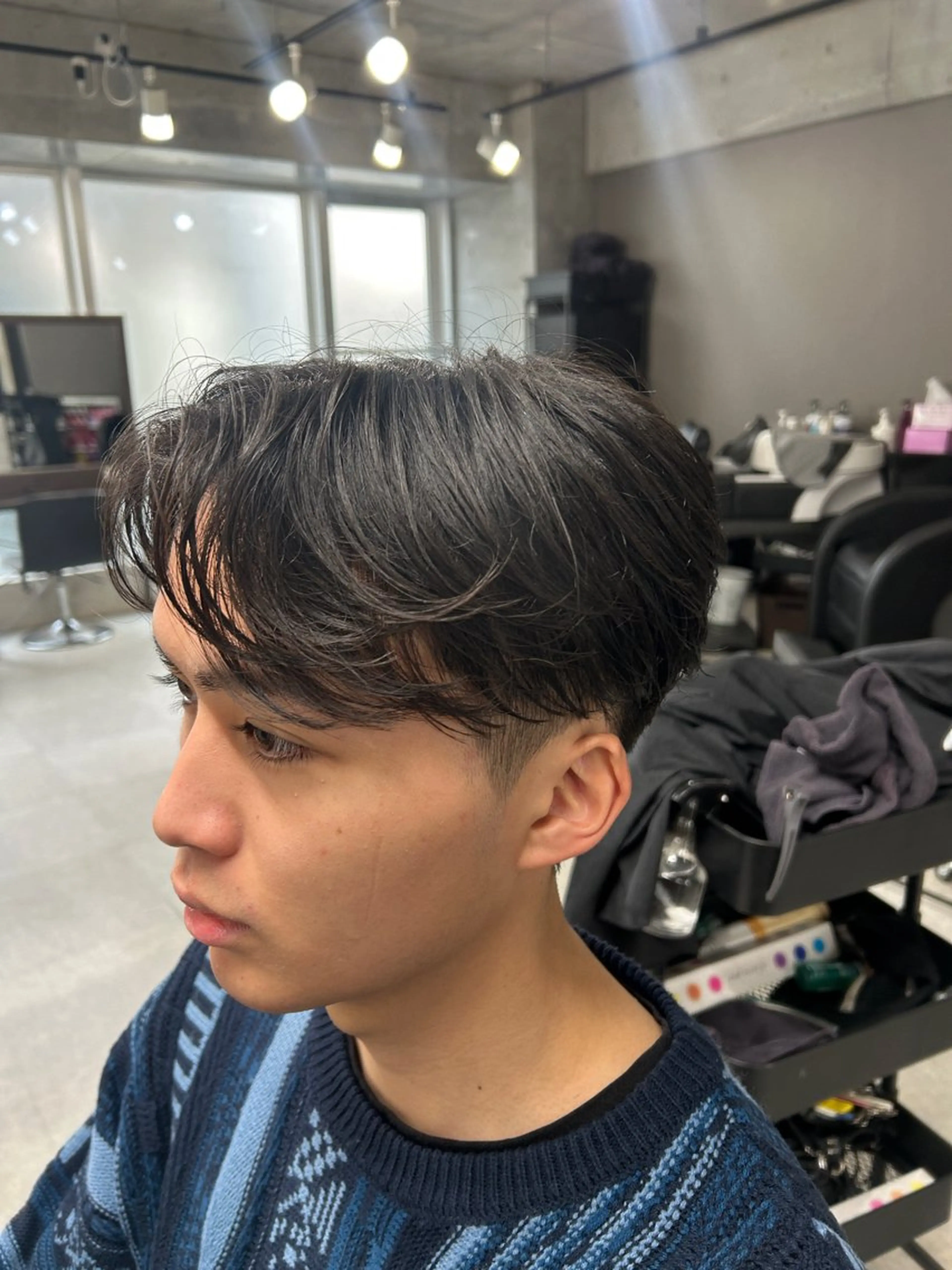 ミディアム パーマ メンズ カット パーマ トリートメント ヘッドスパ ヘアセット カズキ🌼曲がる縮毛 ／くせ毛パーマのヘアスタイル