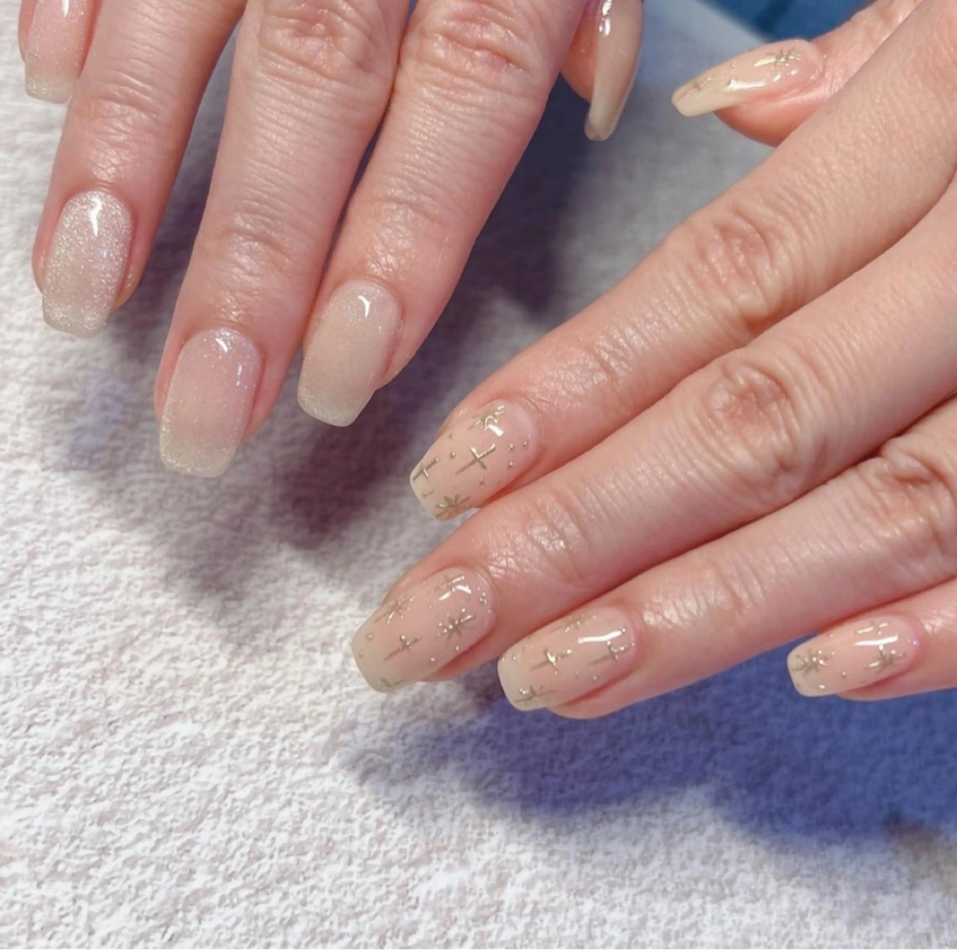 ネイル マグネットネイル スクエアネイル ハンドネイル ハンドケア ちゅるんネイル🪄 耳ツボジュエリー🔗のネイルデザイン