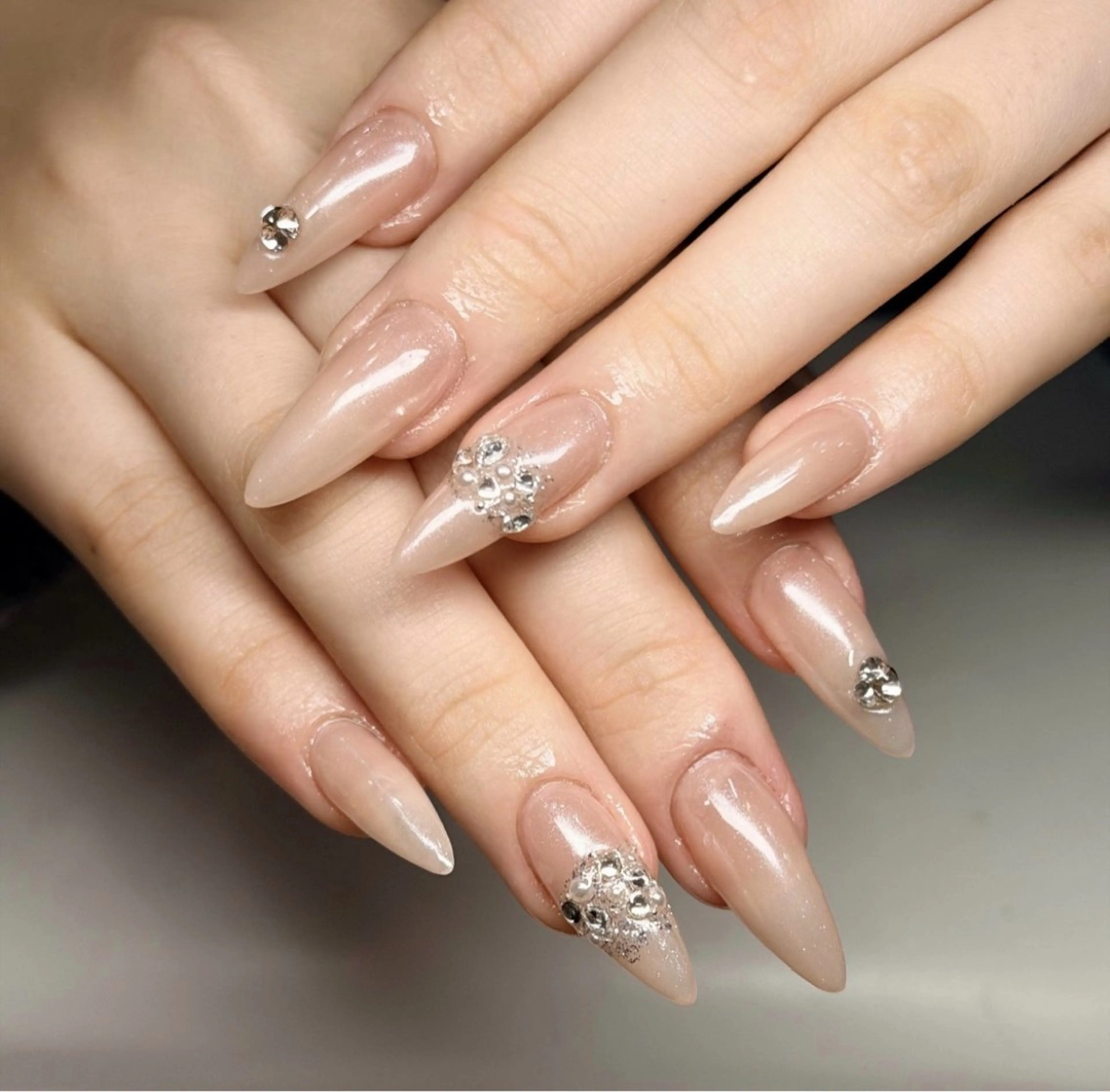 ネイル 長さ出し フレンチネイル 韓国ネイル レース マグネットネイル ハンドネイル 高橋 ユキのネイルデザイン