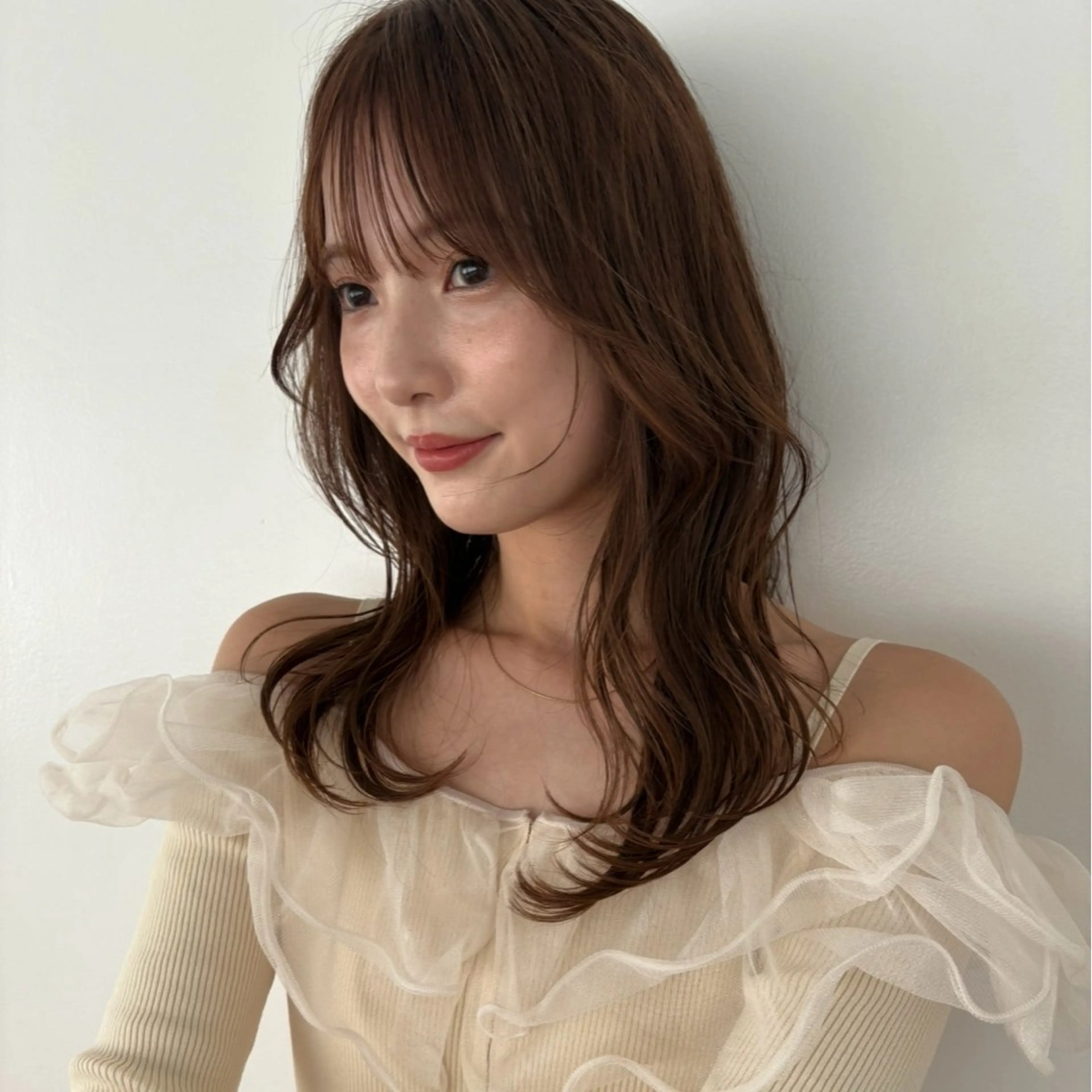 セミロング カット ヘアカラー 韓国レイヤー/暖色 カラー/KOTONEのヘアスタイル