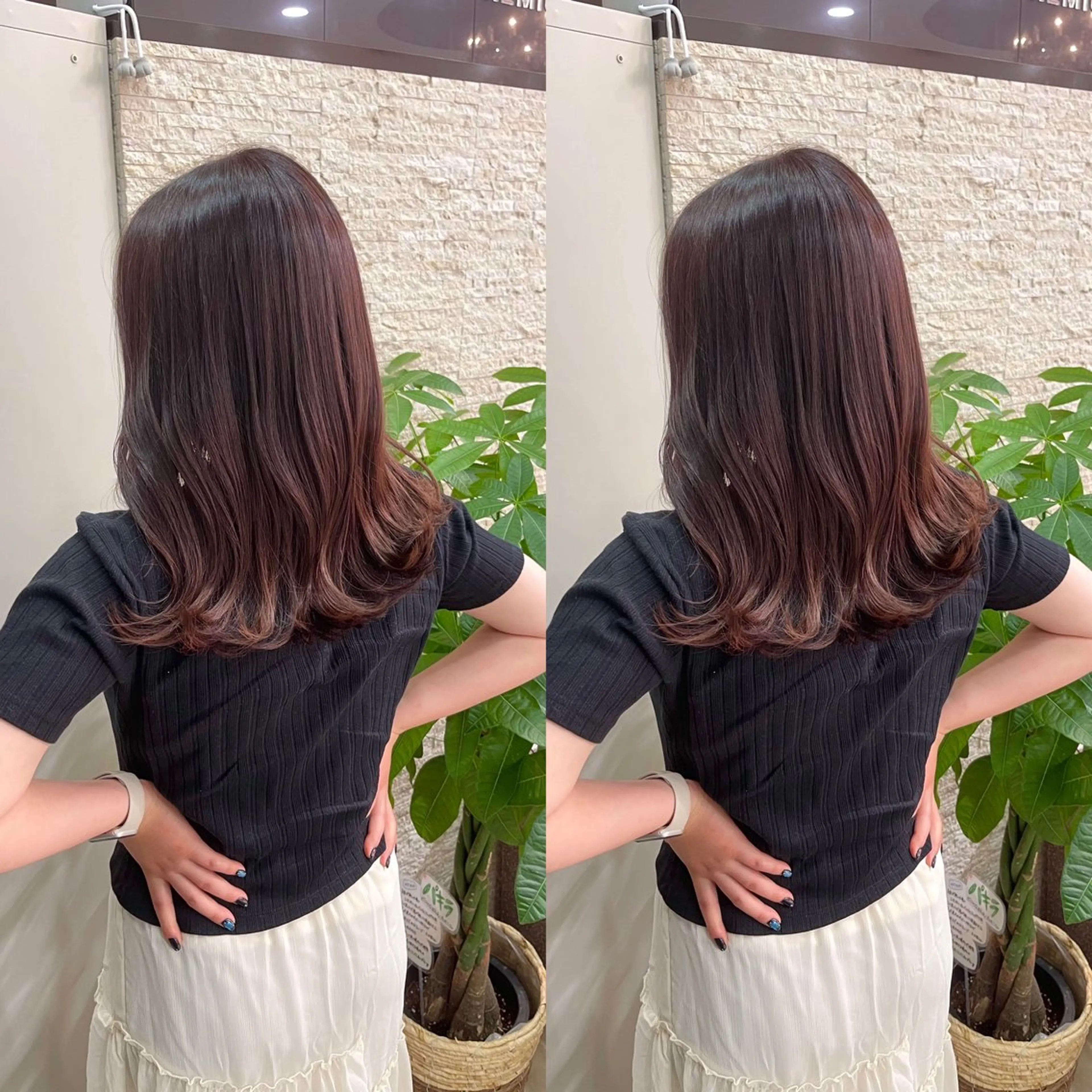 ミディアム カット ヘアカラー トリートメント Y Uのヘアスタイル