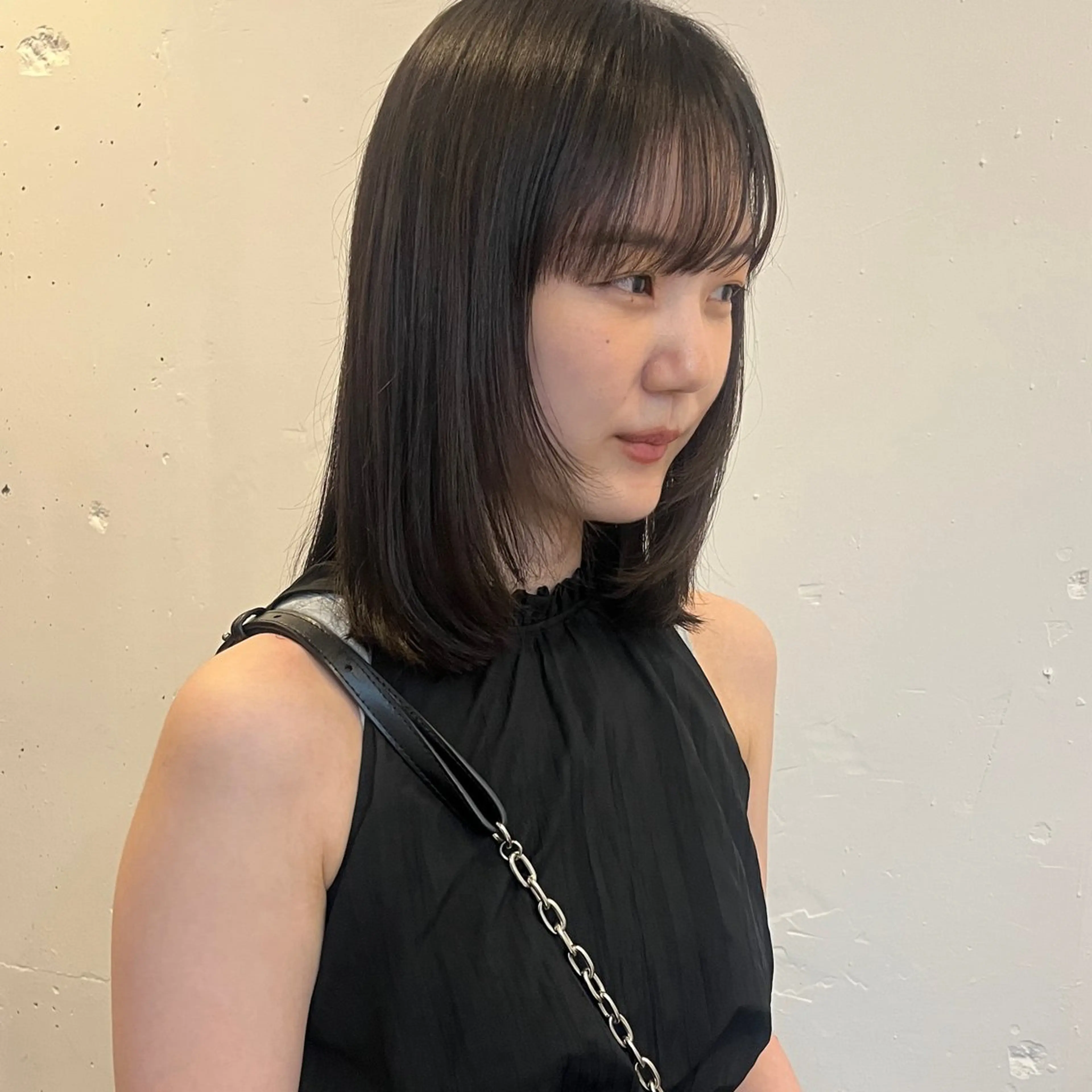 ミディアム 髪質改善 レイヤーカット トリートメント カット ヘアカラー トリートメント ボブ/透明感カラー /坂口恵梨子のヘアスタイル