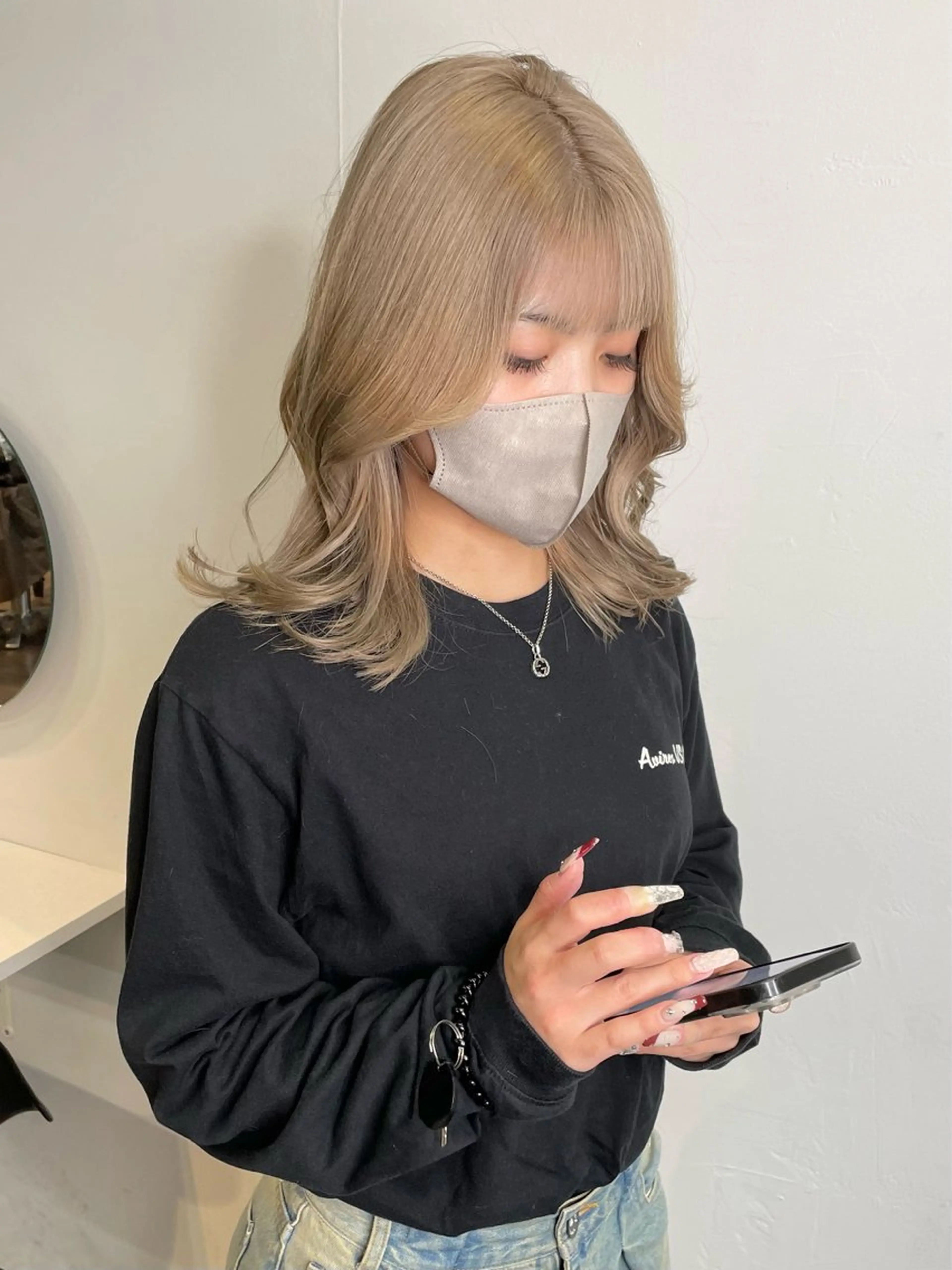 ミディアム カラー ヘアアレンジ ベージュカラー ブリーチ ダブルカラー グレージュ ミルクティーベージュ カット ヘアカラー トリートメント maoブリーチ無し 似合わせカラーのヘアスタイル