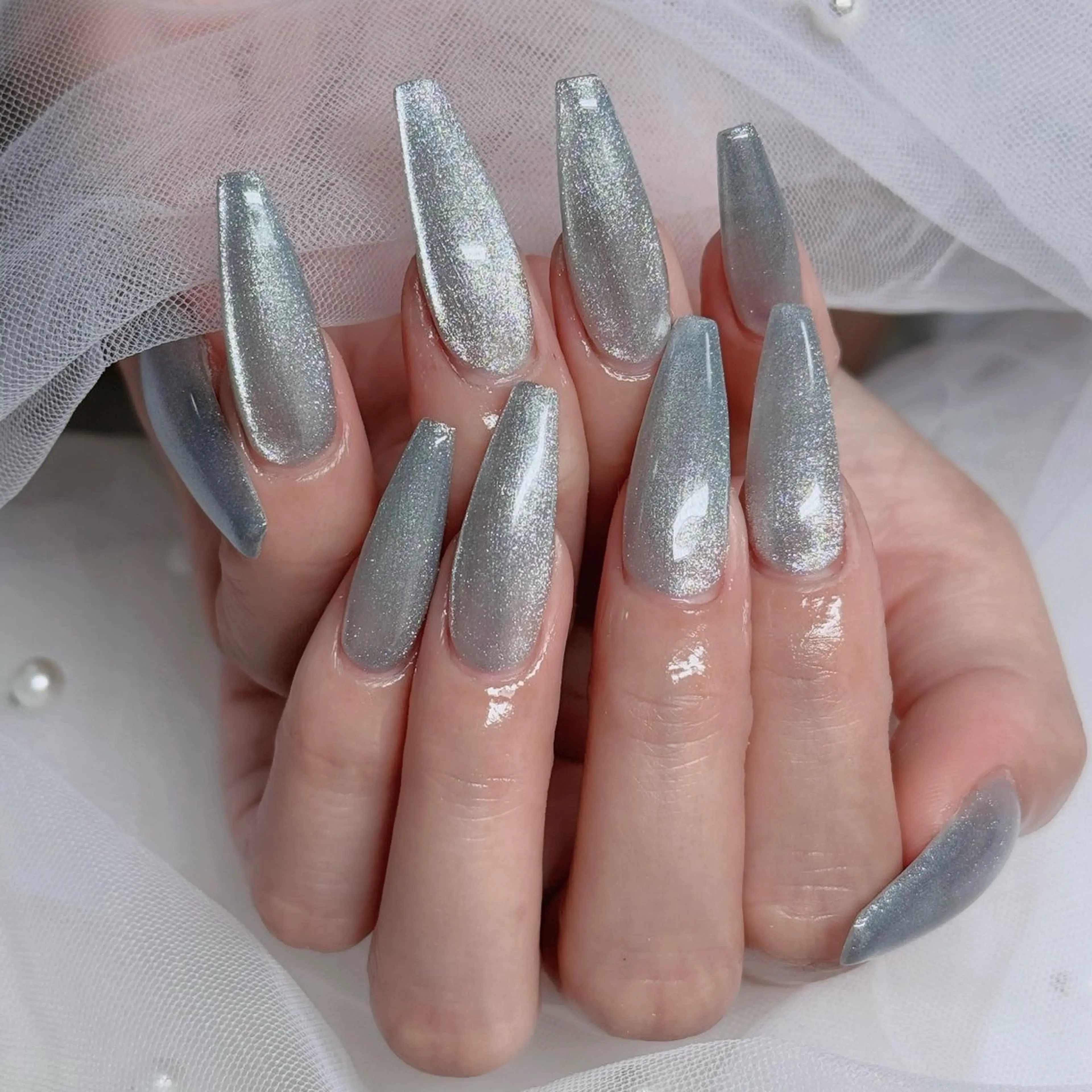 ネイル フレンチネイル ジェルネイル ガラスフレンチ ハロウィン ハート H.baby Nail Salonのネイルデザイン