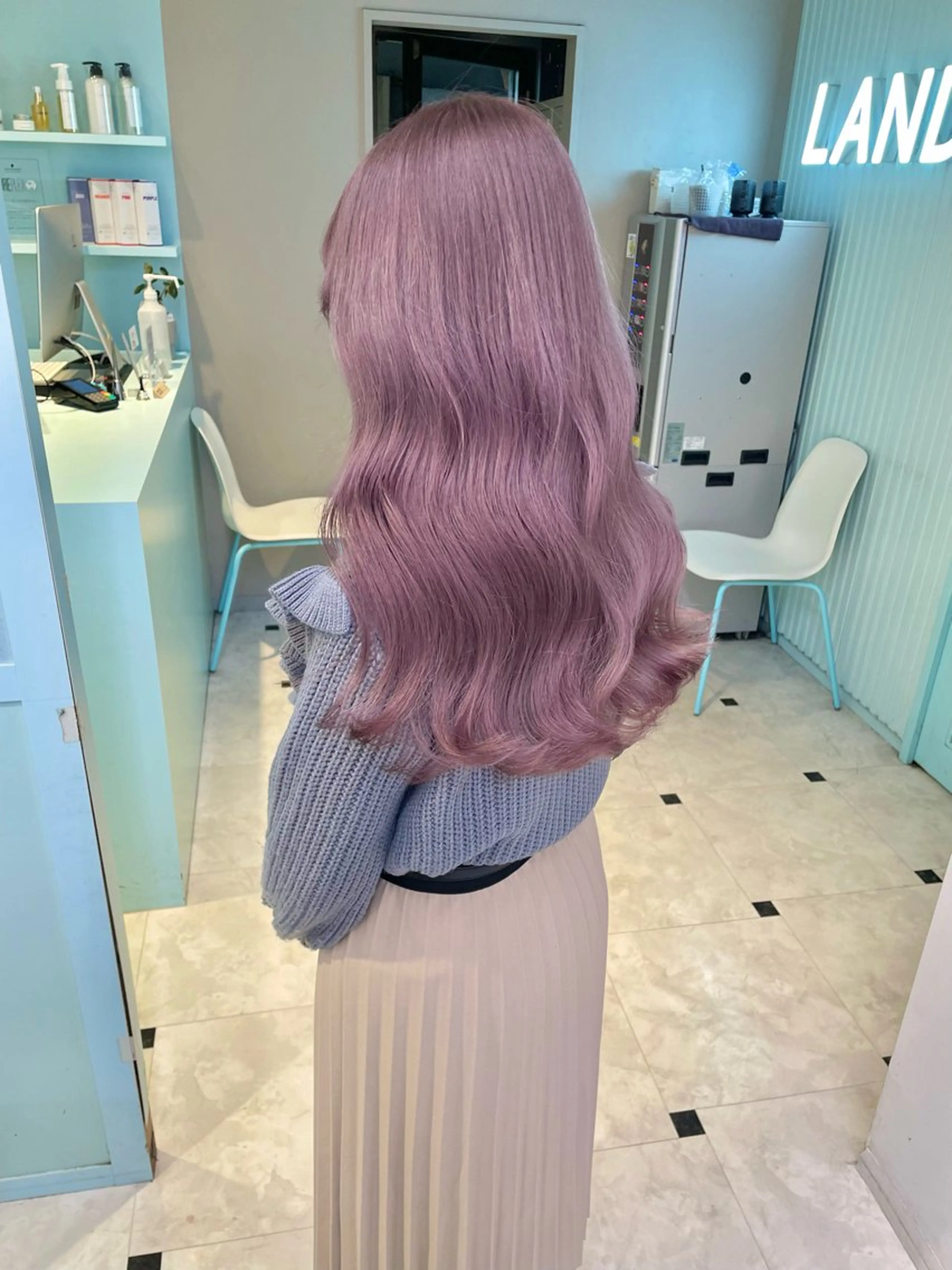 ロング カラー カット ヘアカラー トリートメント ヘッドスパ ヘアセット 💖韓国×王道 ハイトーン💖のヘアスタイル