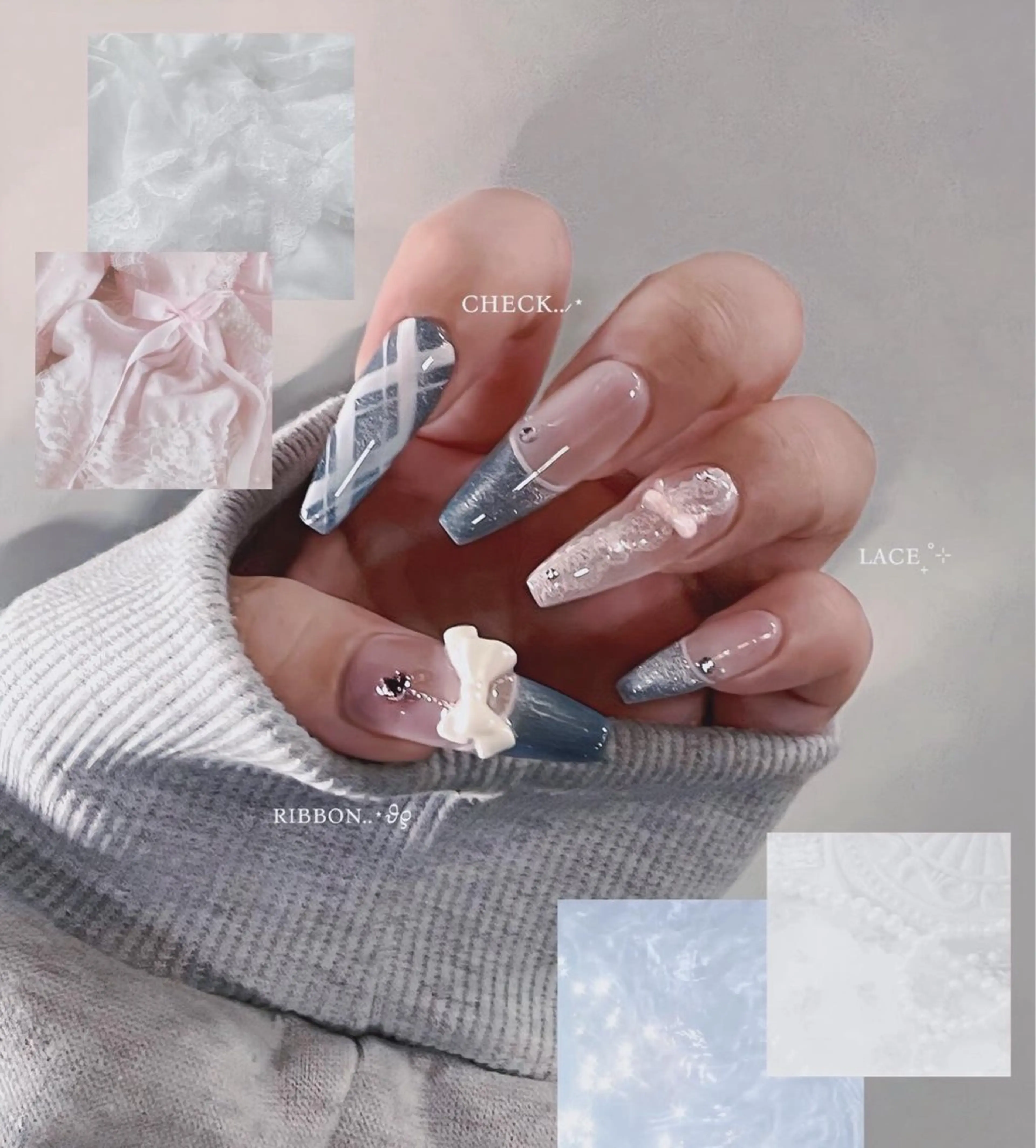 メンズ ネイル マグネットネイル ハンドネイル MINAMI໒꒱ Y2K、韓国ガーリーのネイルデザイン