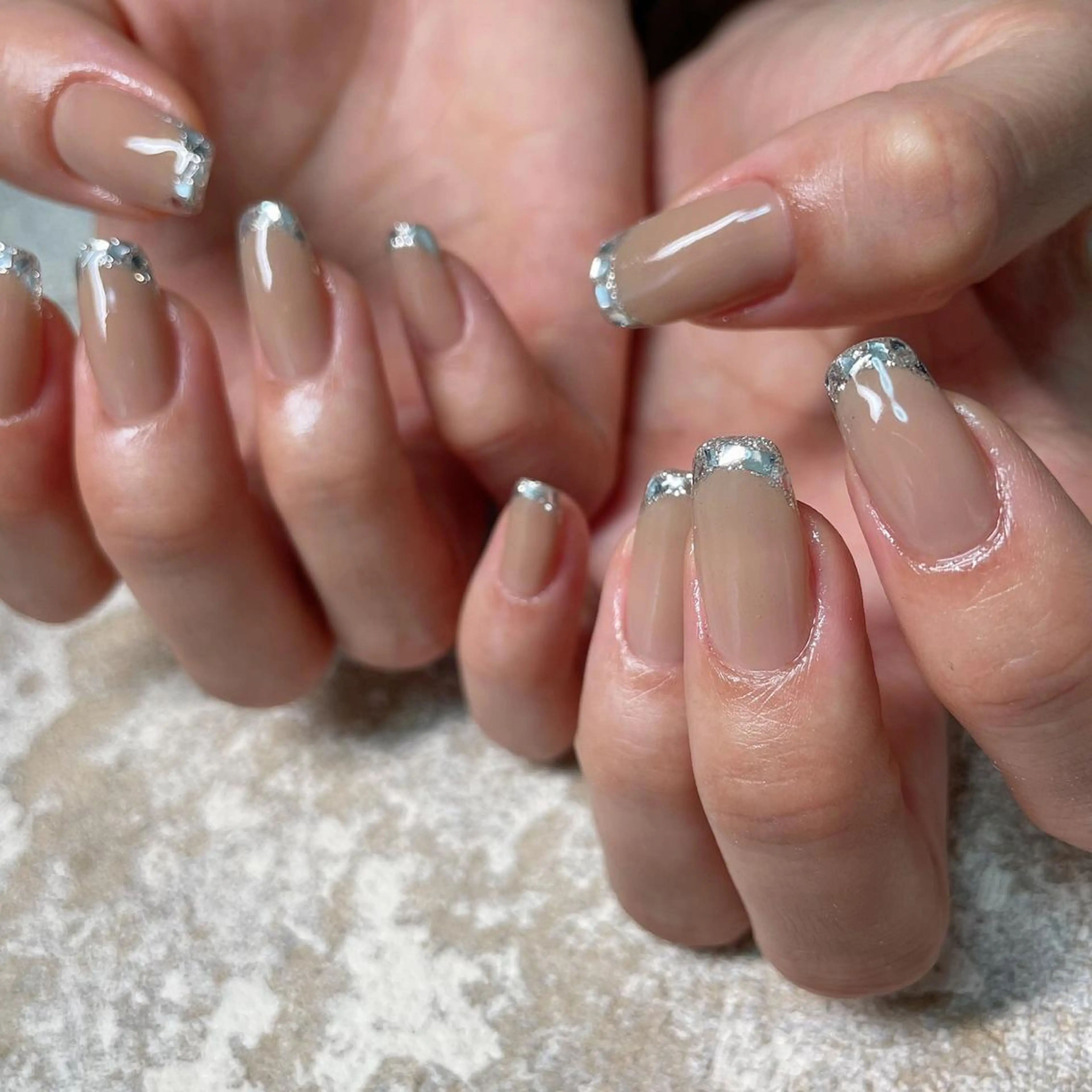 ネイル フレンチネイル ガラスフレンチ ハンドネイル lilbondir. chiharuのネイルデザイン