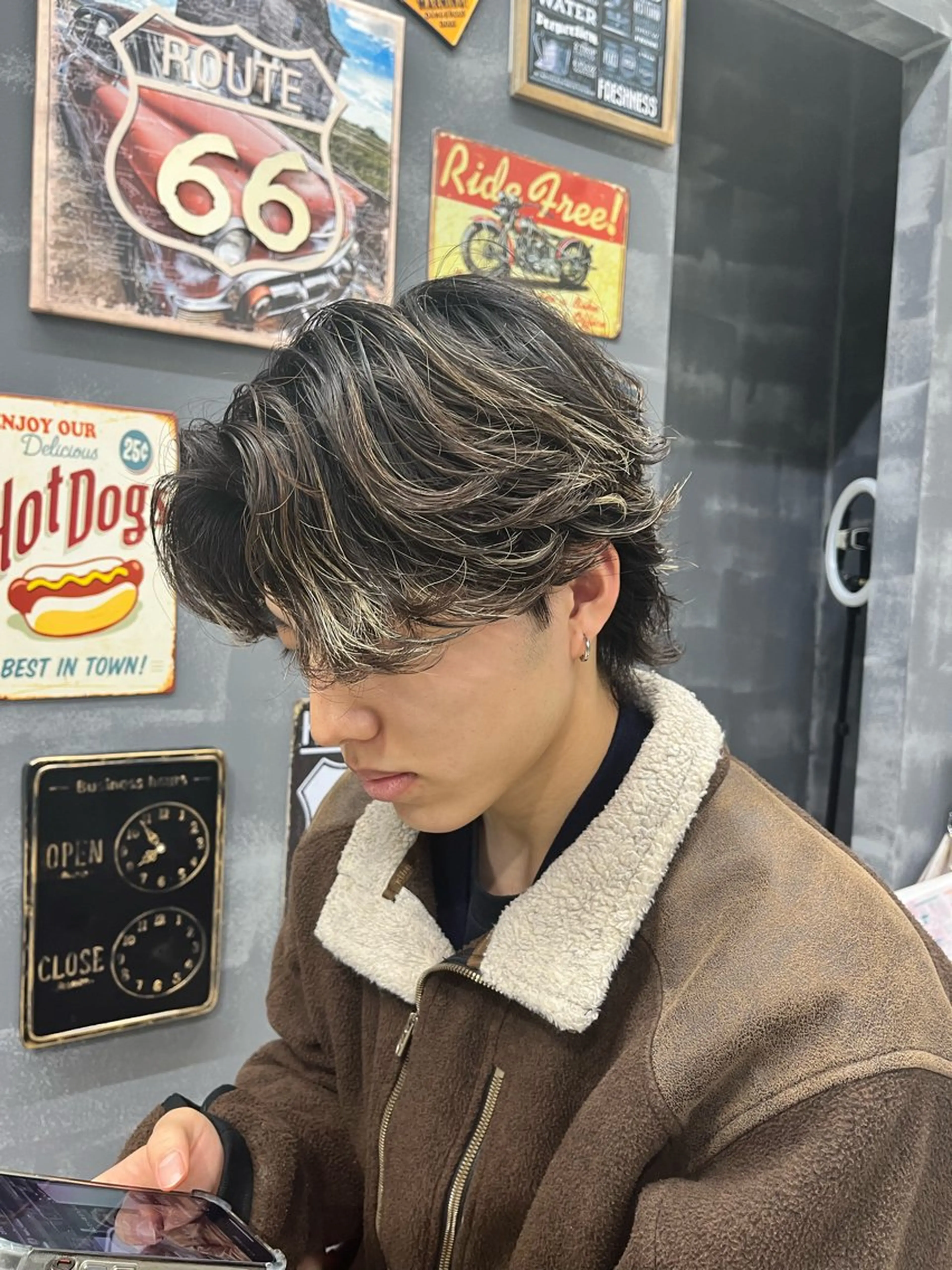 ショート パーマ メンズ センターパート メンズパーマ ニュアンスパーマ AROH  men's cut&men's perm 船橋店所属・🧊メンズ特化🧊 高木航希のヘアスタイル
