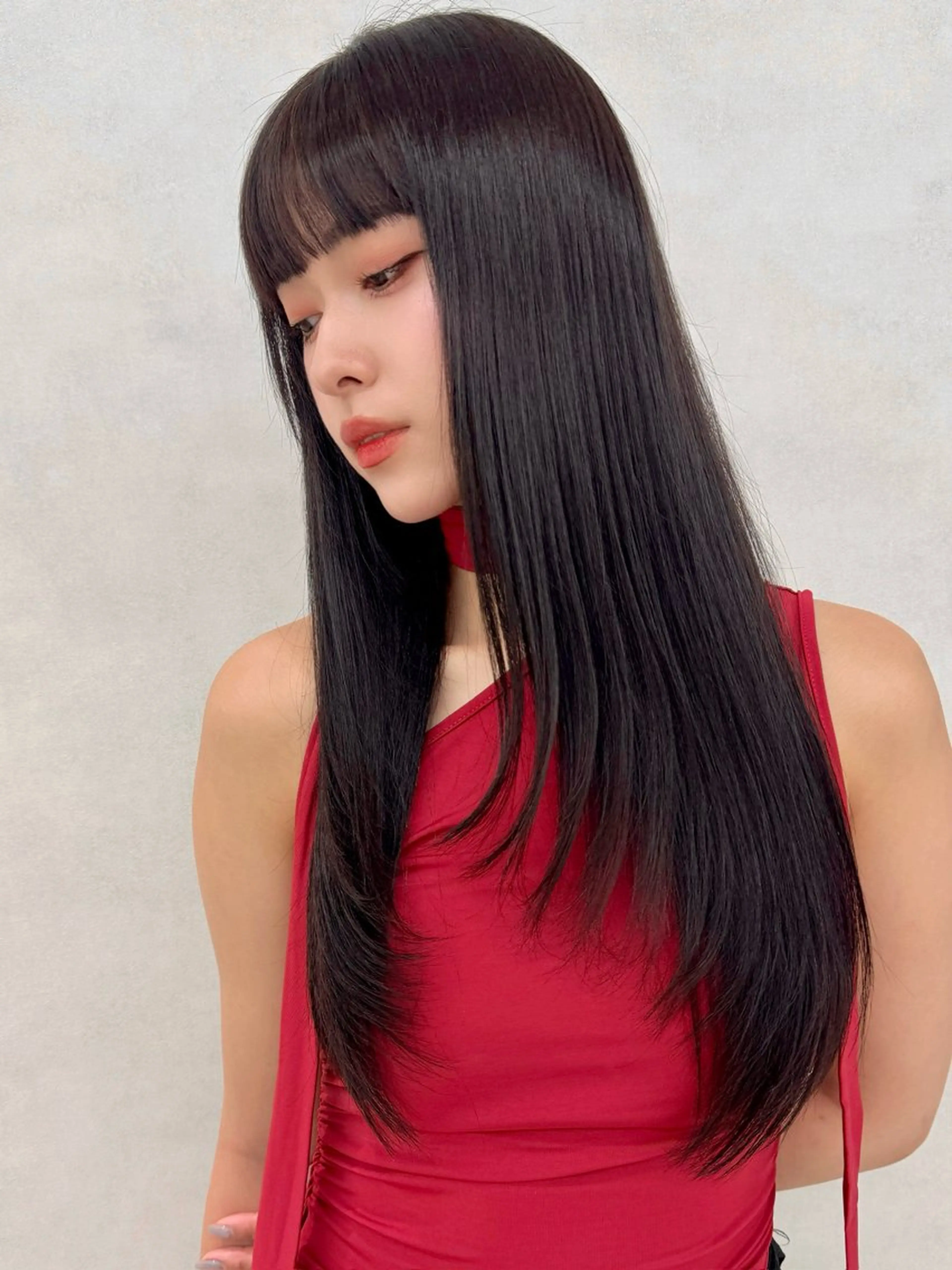 ロング カット 縮毛矯正 🇰🇷韓国ヘア★ 副店長.쿠리타⭐︎のヘアスタイル