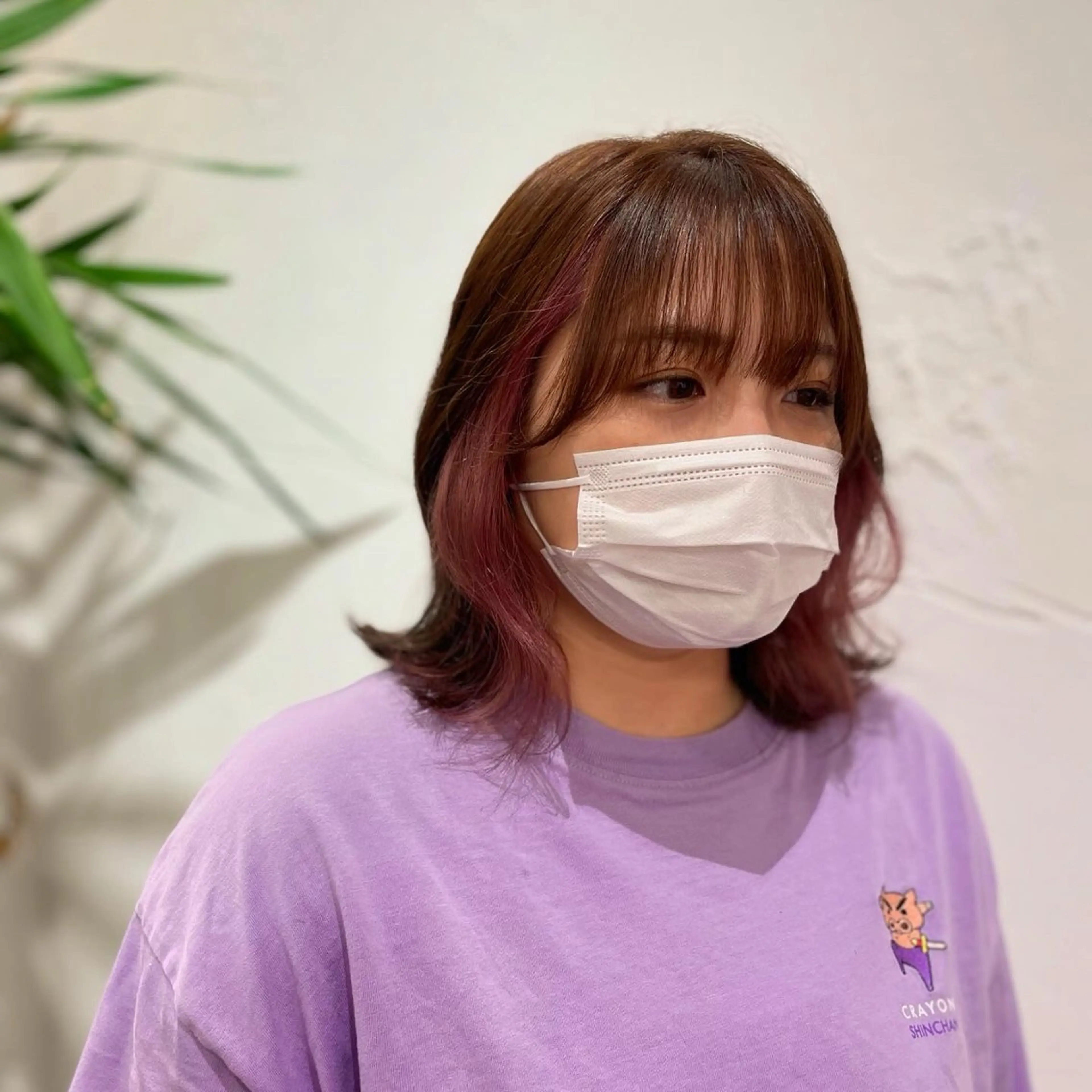 カラー ブリーチ ブラウンカラー ラベンダーカラー ピンクカラー ピンクラベンダー 田邊 琳のヘアスタイル