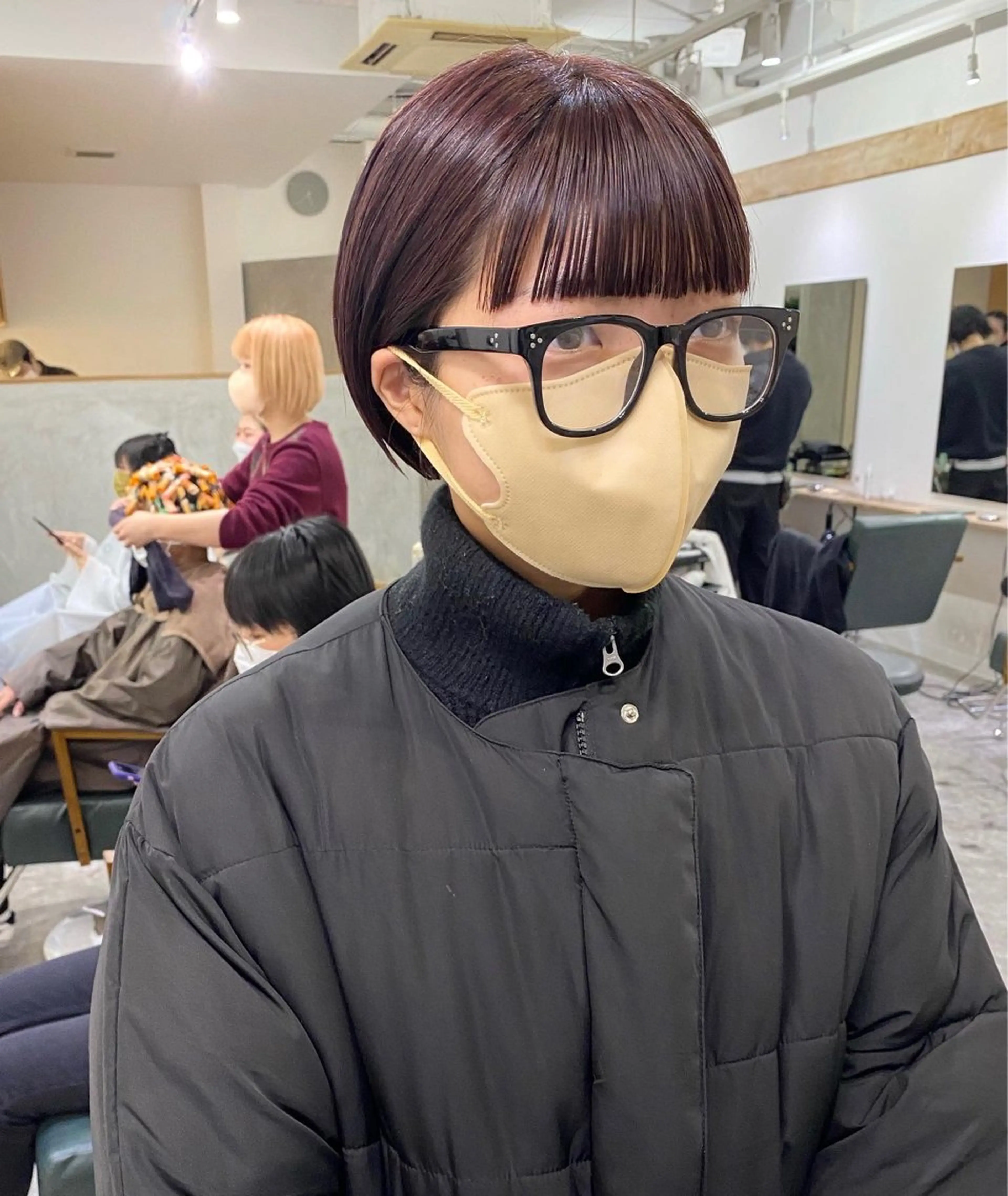 ショート カラー ブリーチ ブリーチなしカラー レッドカラー ボブ ショートヘア 森貴裕/ベージュ/ パーマ/オリーブのヘアスタイル