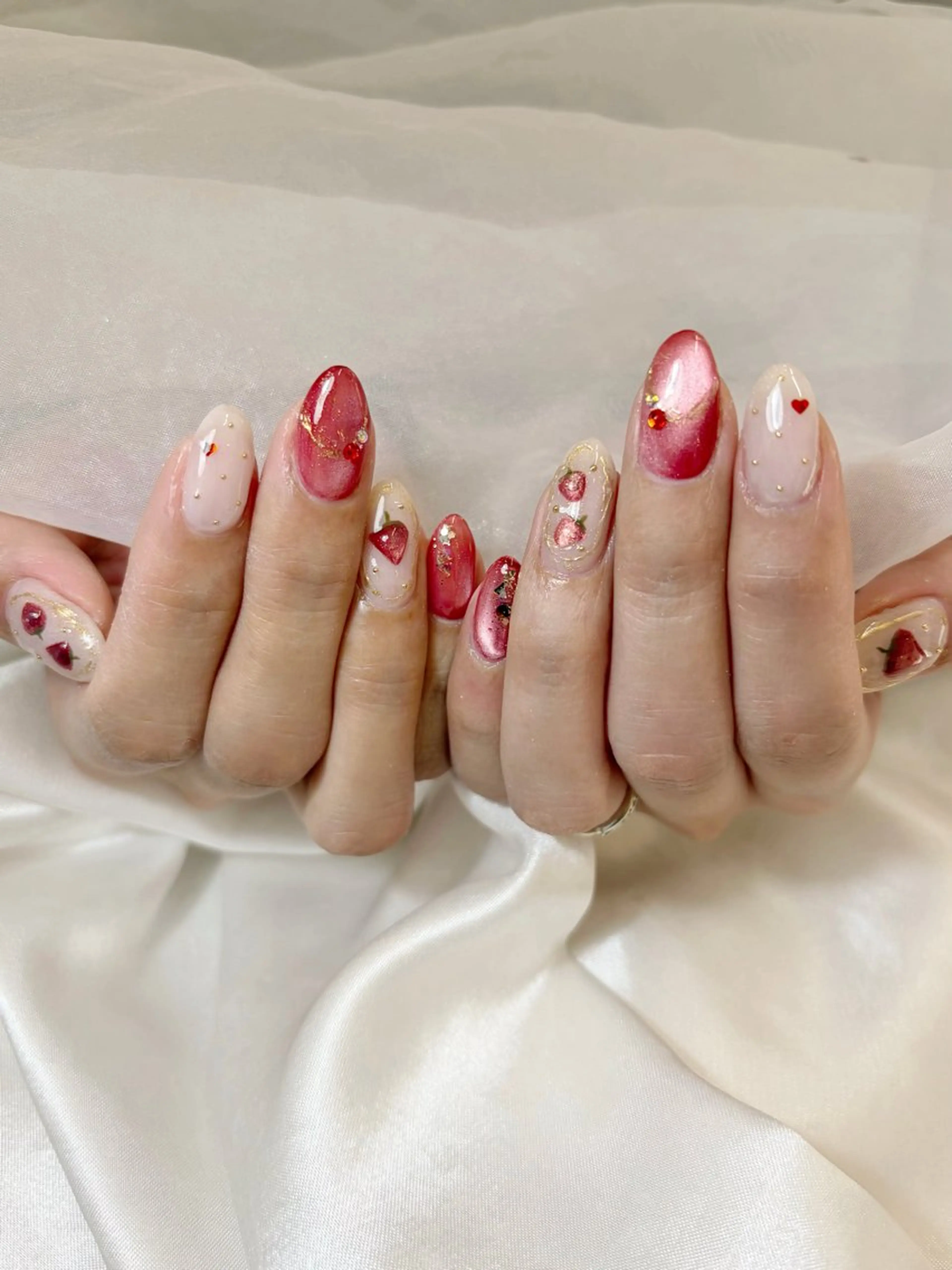 ネイル ぷっくりネイル 春ネイル Nail salon Plume所属・Plume Rio 松尾大社すぐのネイルデザイン