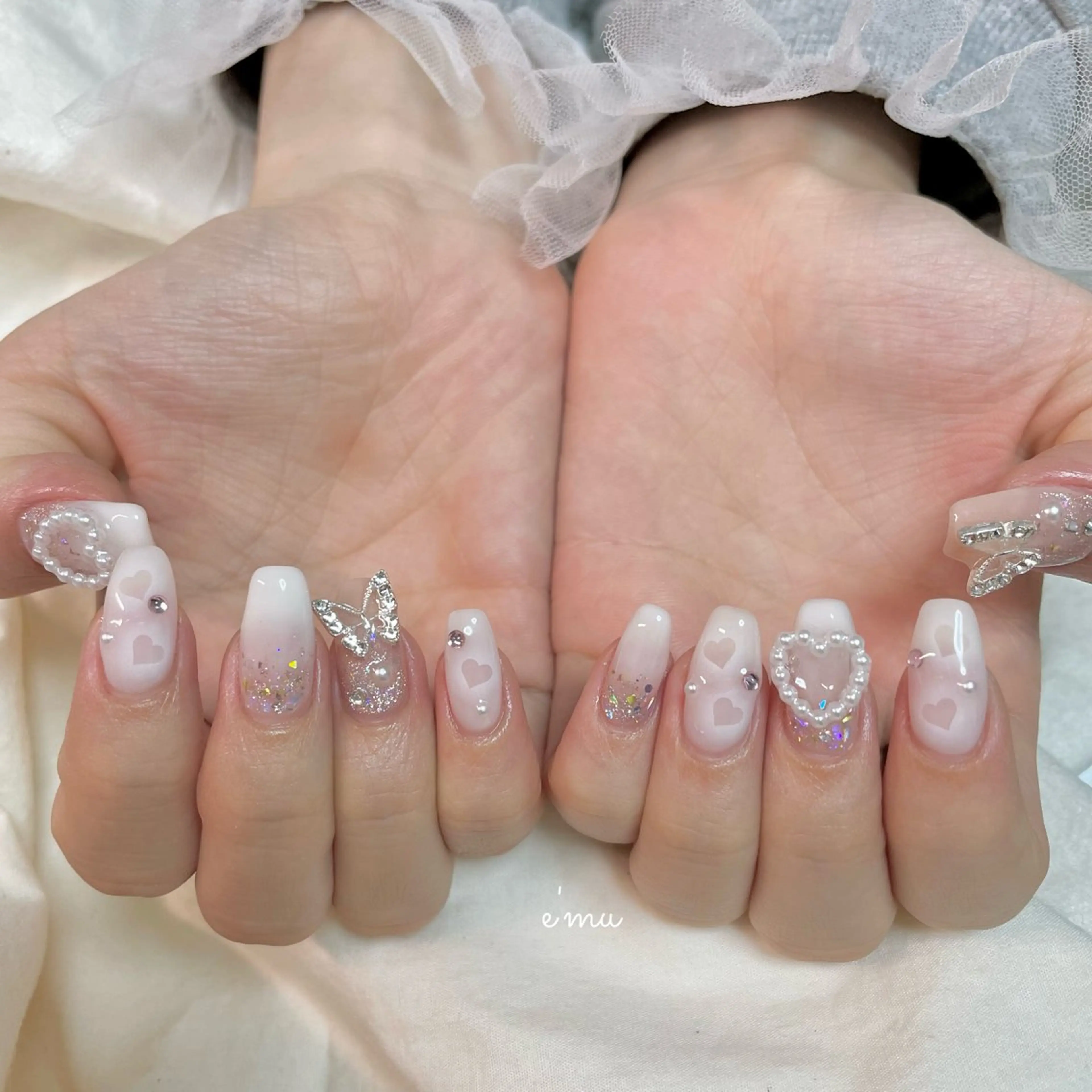 ネイル ガーリー ハート nail salon e'mu💐のネイルデザイン