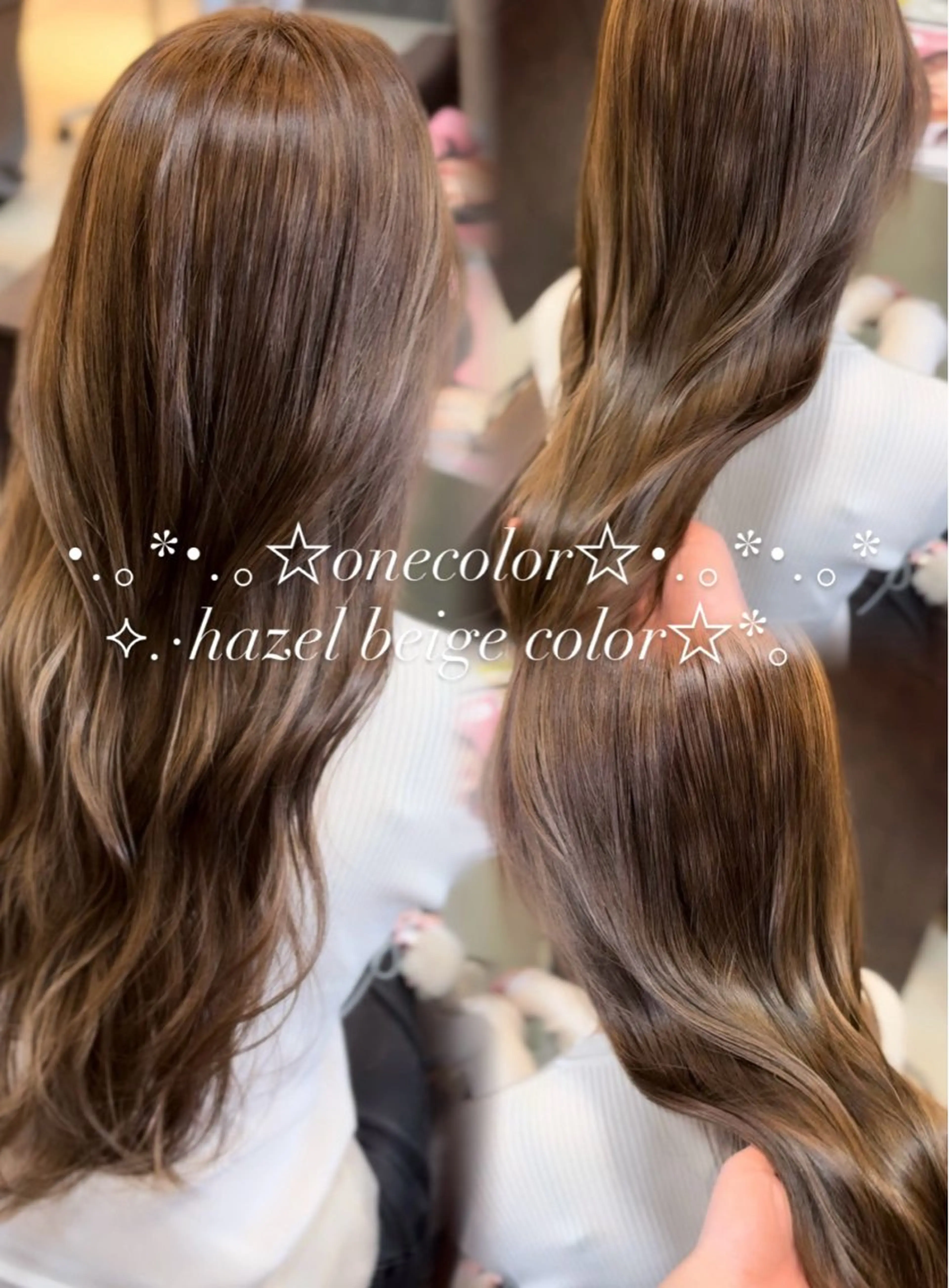ミディアム カラー カット ヘアカラー トリートメント 🤎韓国ヘア ベージュ まゆか🤎のヘアスタイル