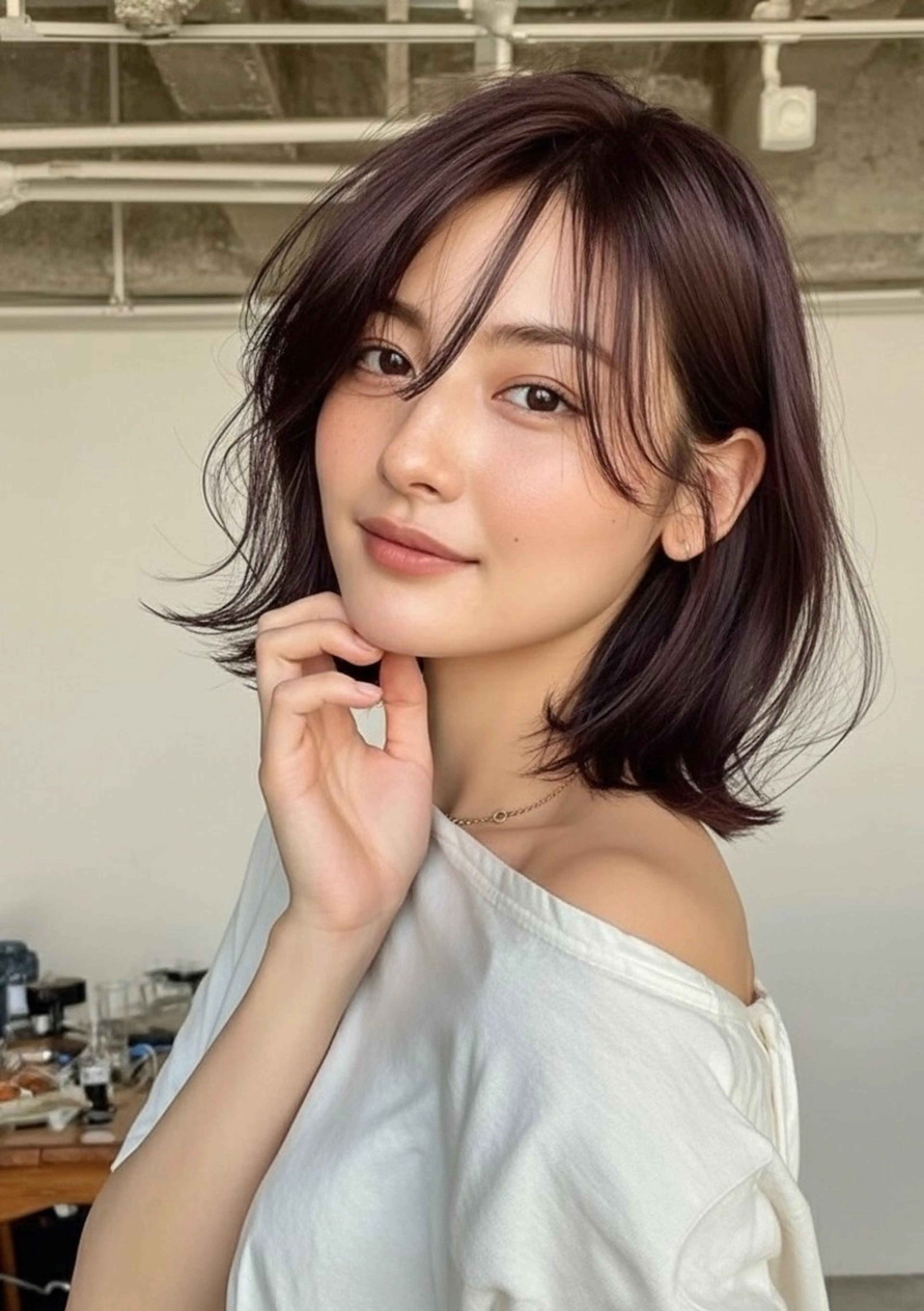 ミディアム カラー ヘアアレンジ カット ヘアカラー トリートメント ヘッドスパ ヘアセット 韓国レイヤー ハッシュ🤍渋谷のヘアスタイル