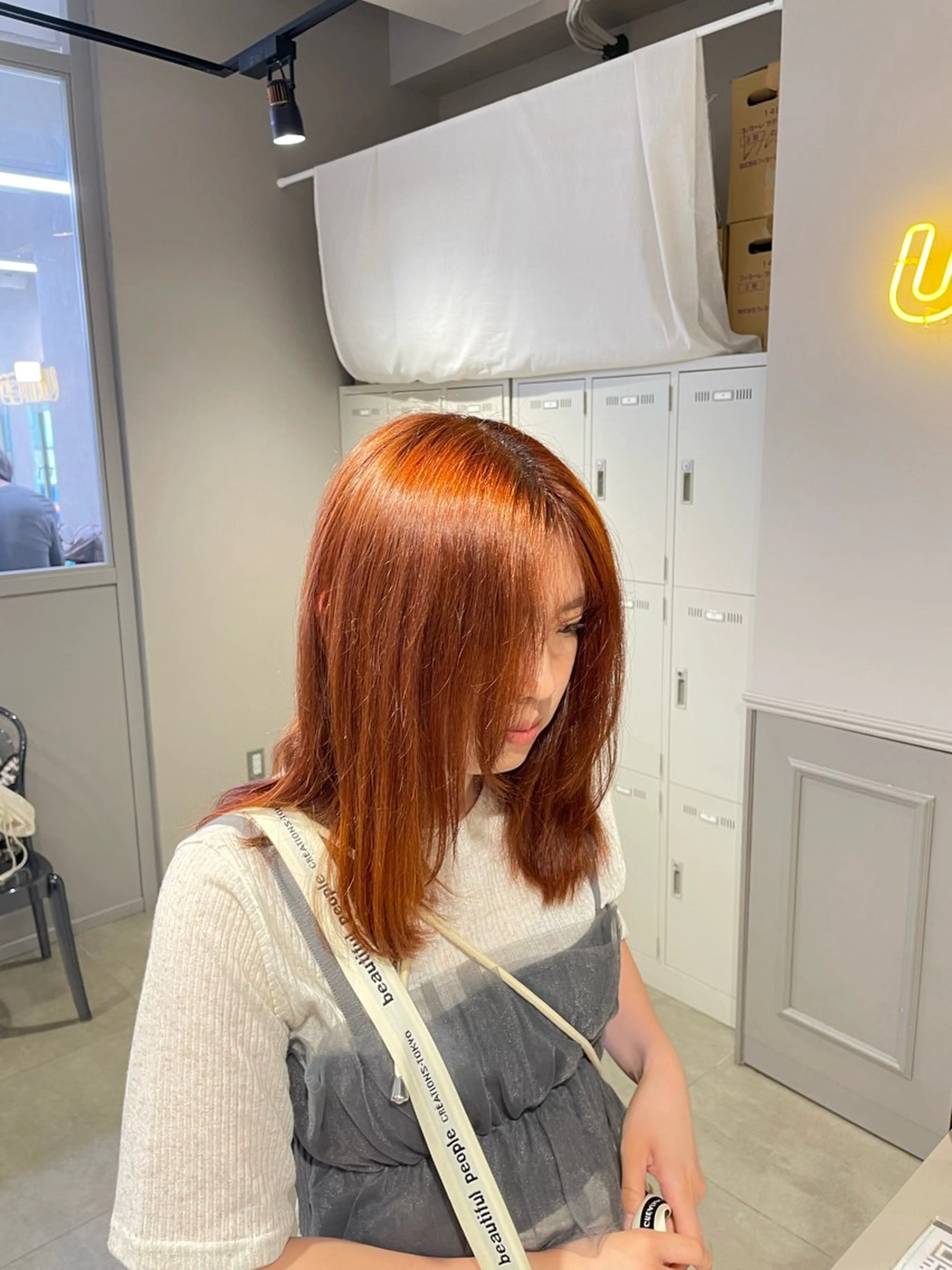 セミロング カラー ヘアアレンジ ヘアカラー トリートメント ヘアセット 💗横浜美容室 💗HARUNAのヘアスタイル