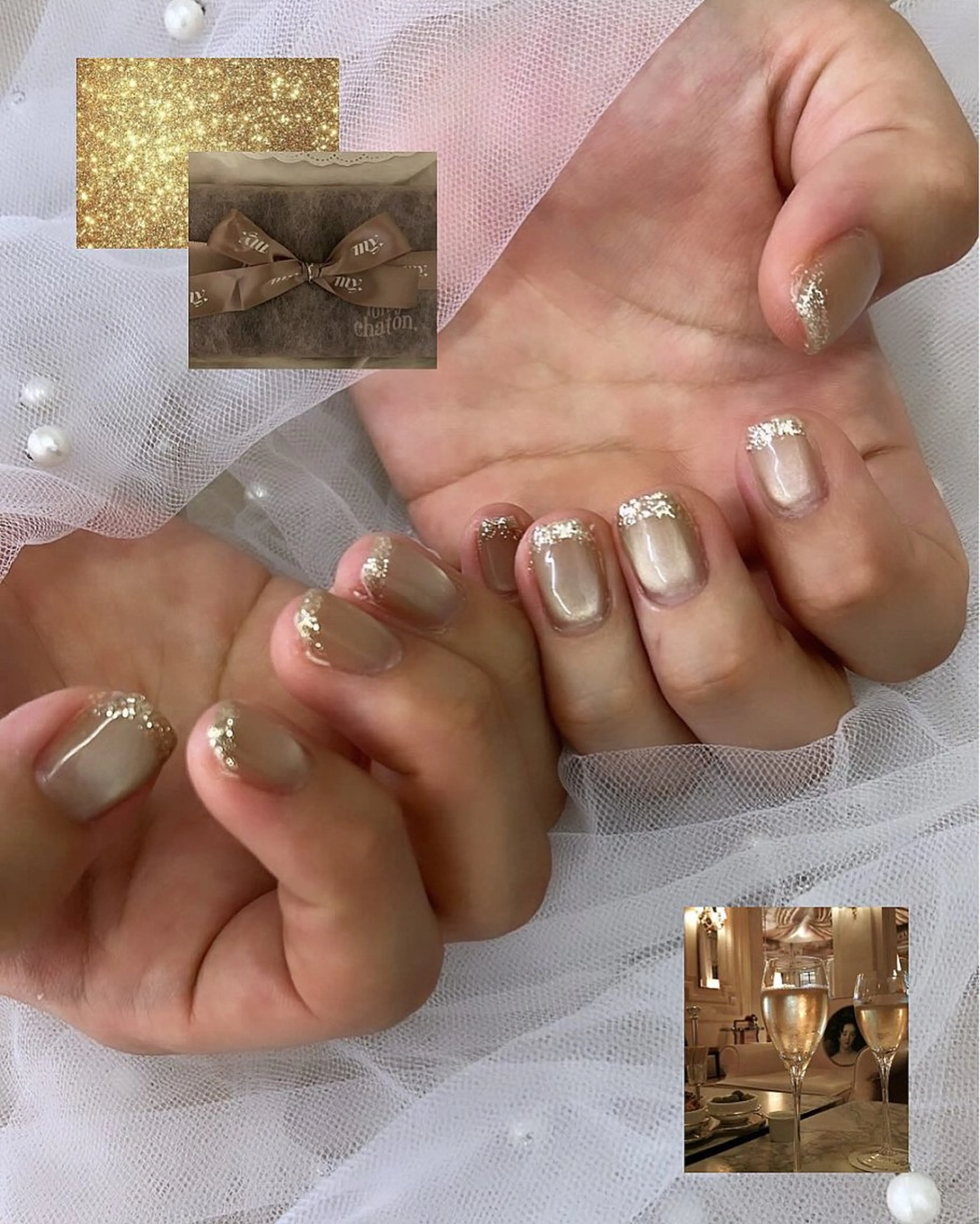 ネイル フレンチネイル ラメ(グリッター) マグネットネイル シンプルネイル OPPEN PLAZA ALLURING所属・山谷 愛生のネイルデザイン