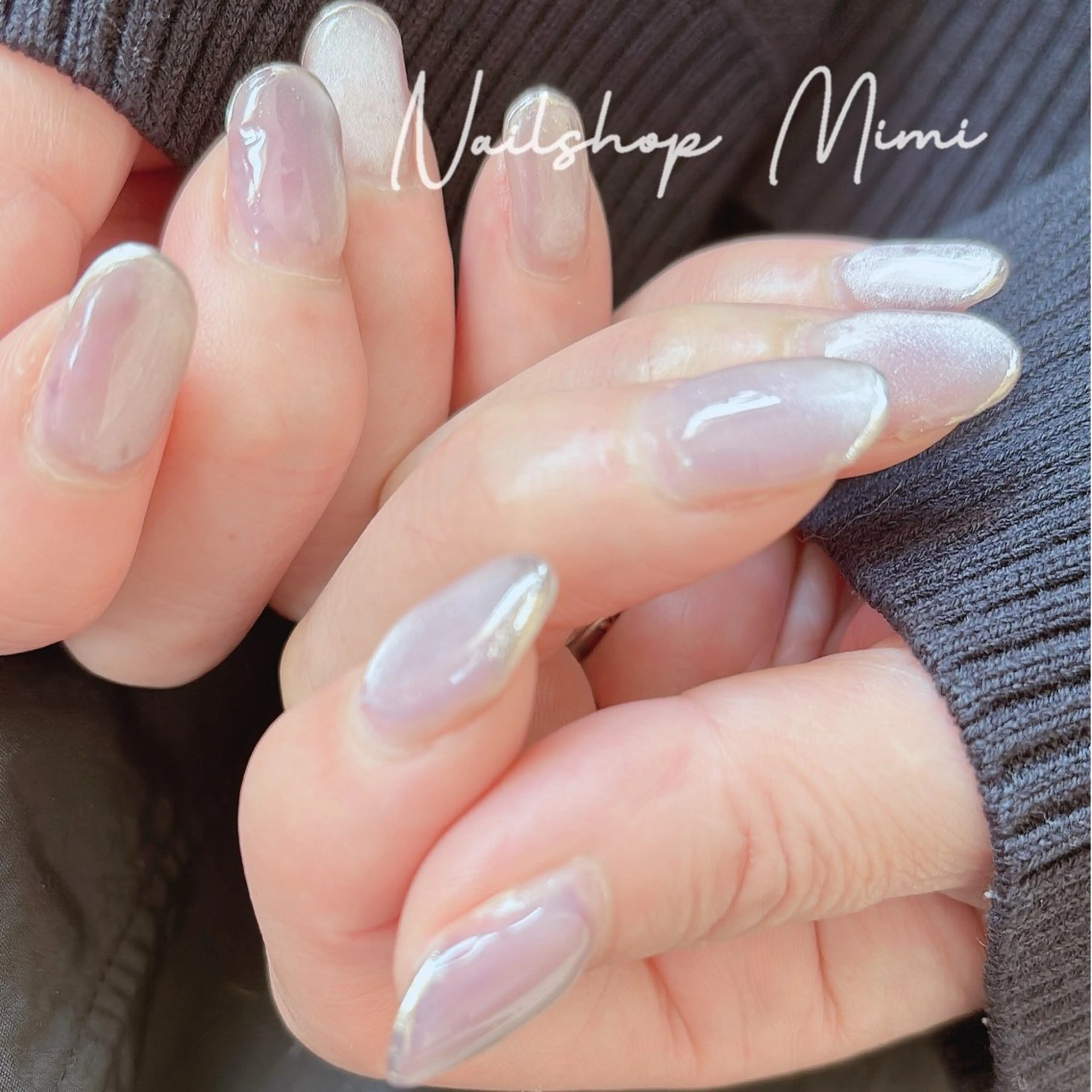 ネイル マグネットネイル ミラーネイル オフィスネイル パープル シルバー ハンドネイル Nailshop Mimiのネイルデザイン