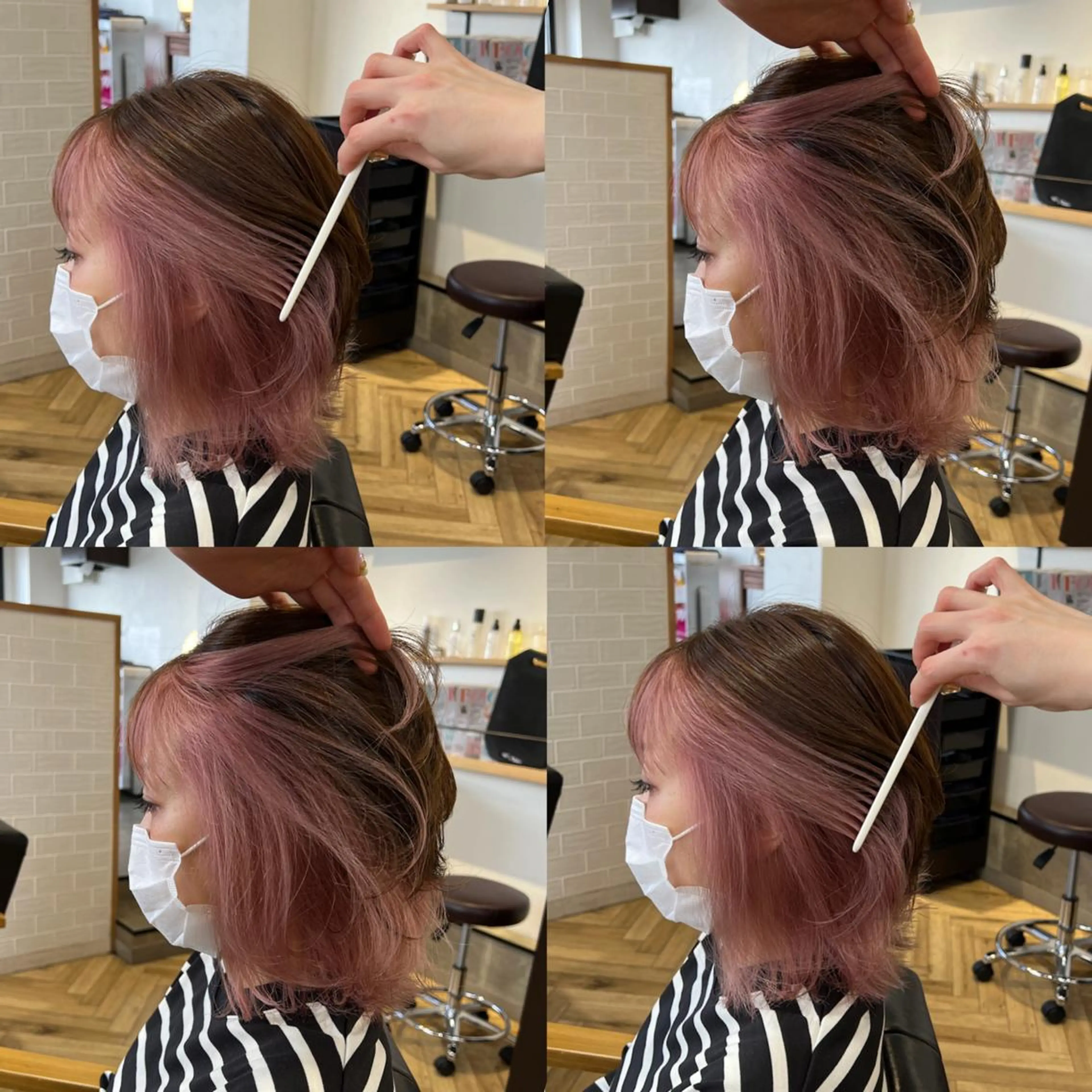 ミディアム カラー ピンクカラー ホワイトピンク 艶カラー/韓国顔周り 🎀mamiのヘアスタイル