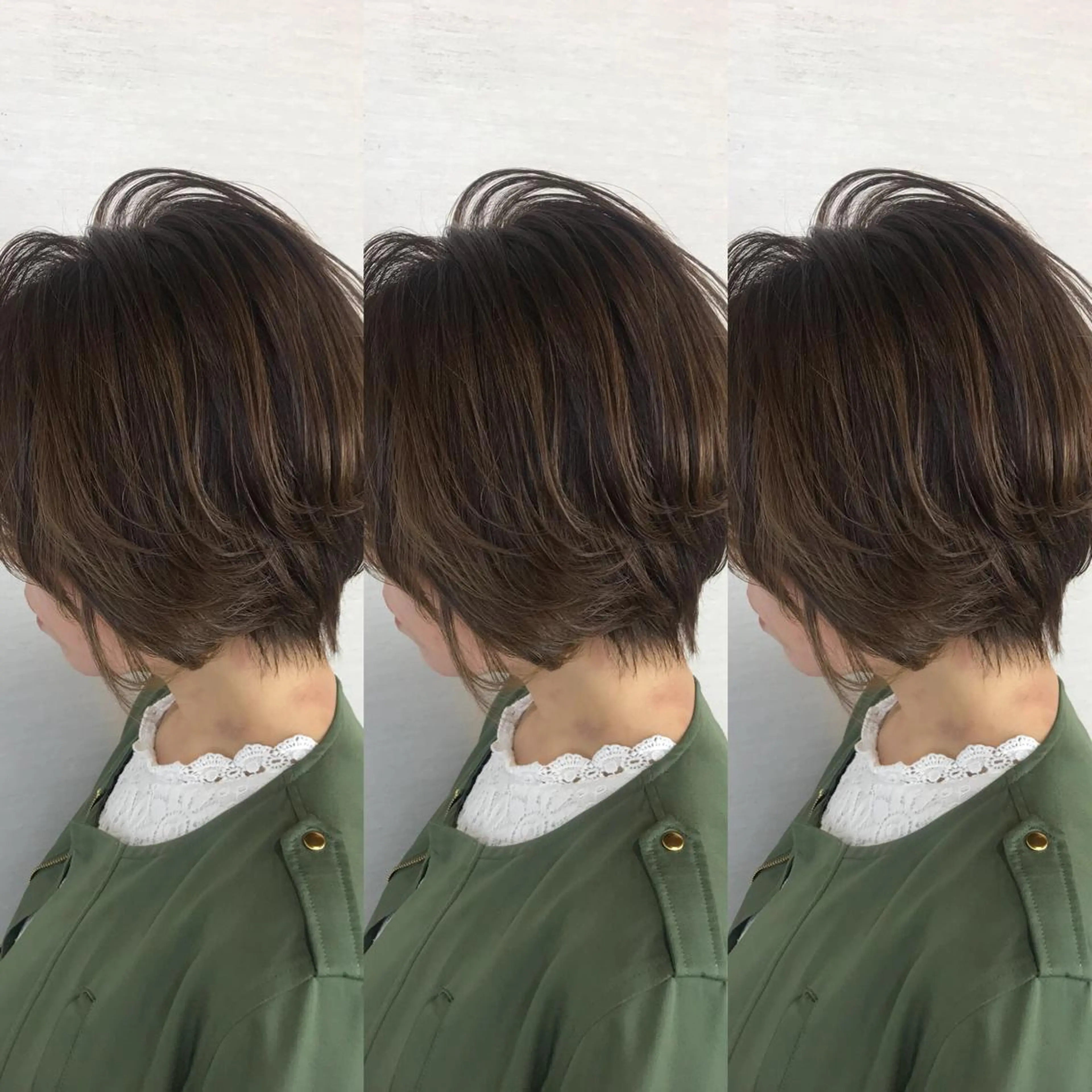 ショート カラー ショートヘア 韓国レイヤーカット/ ダブルカラーのヘアスタイル