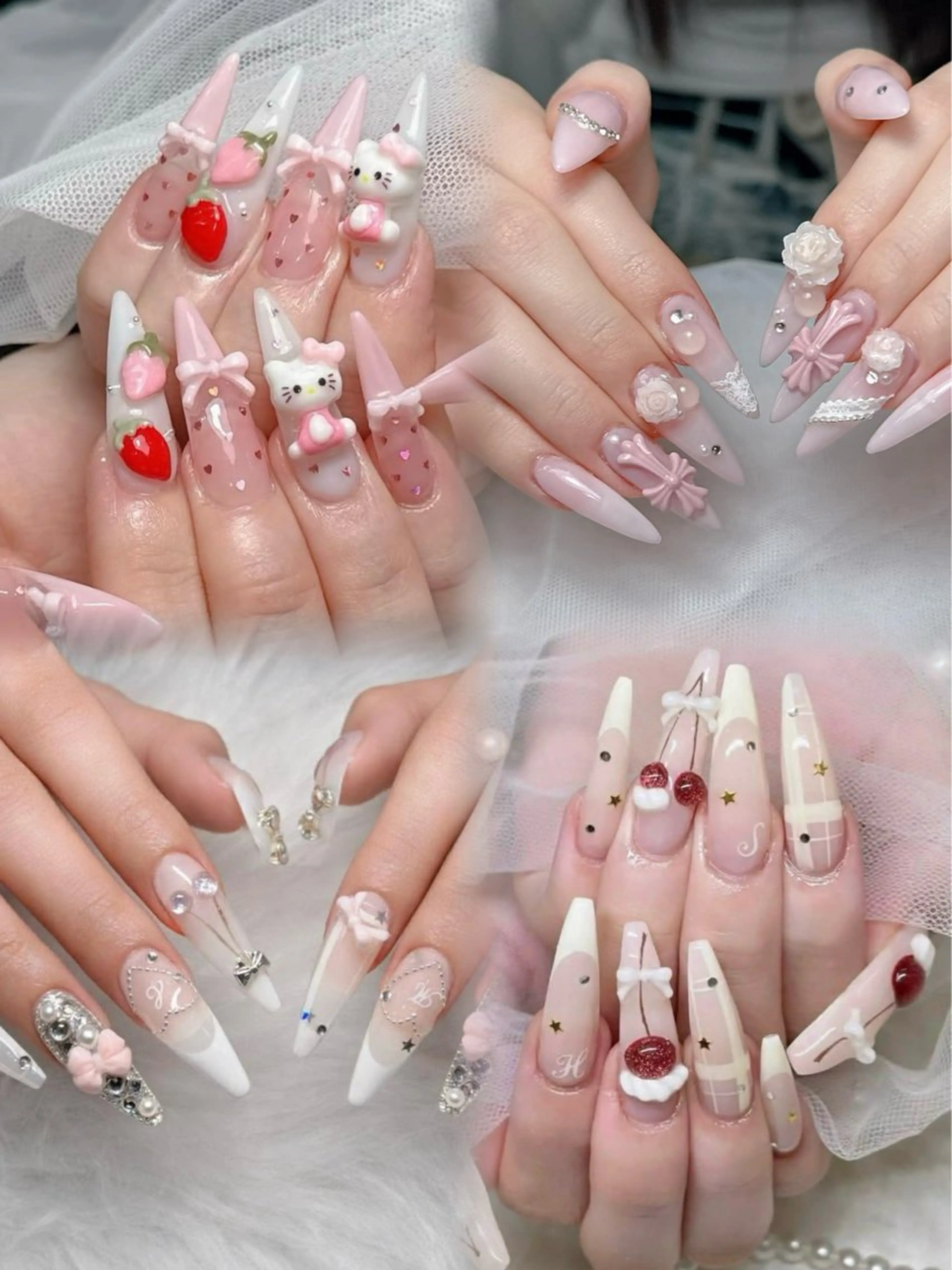 ネイル 長さ出し フレンチネイル 韓国ネイル レース マグネットネイル ハンドネイル 波 なみのネイルデザイン