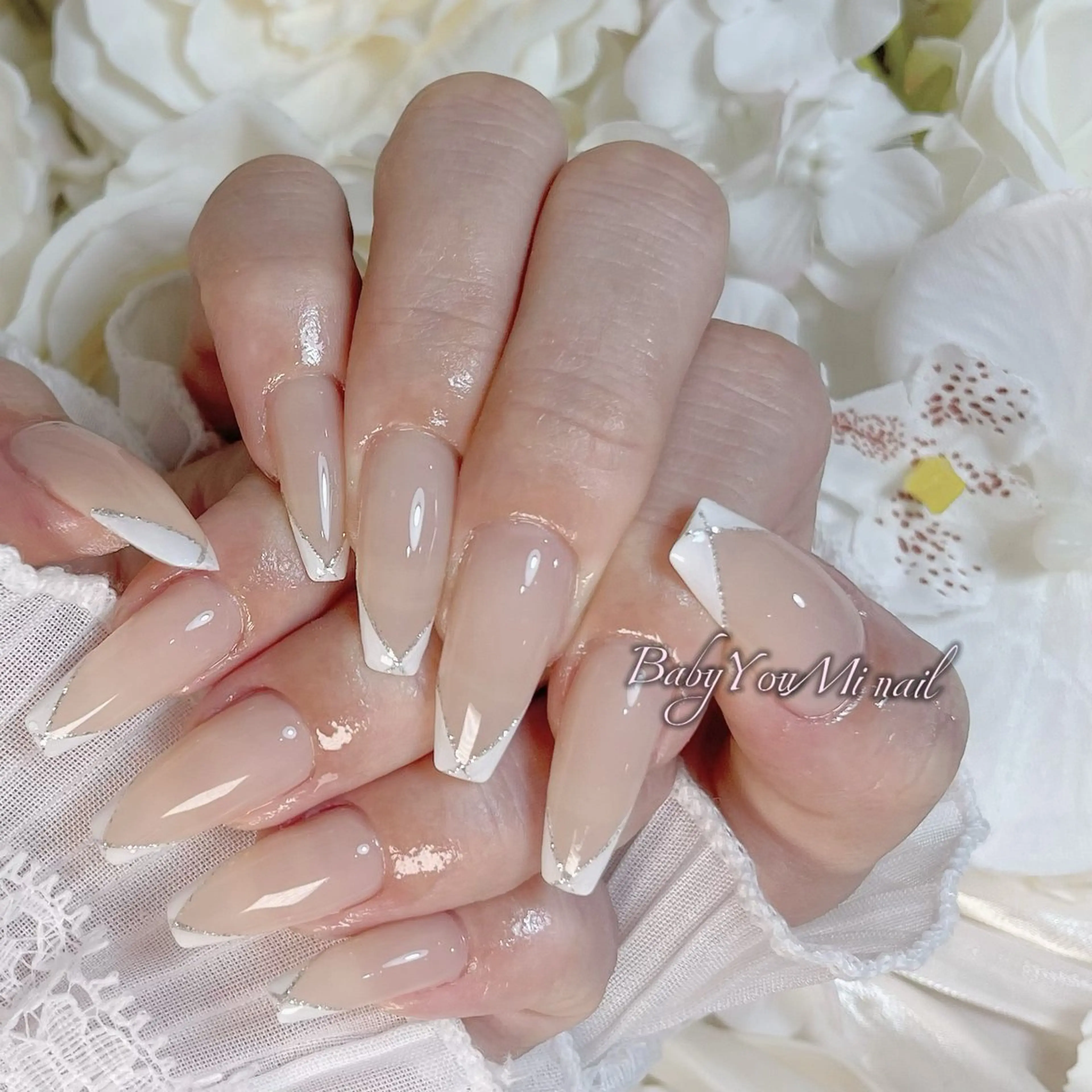 ネイル オーロラネイル 成人式 フットネイル フレンチネイル ジェルネイル ハンドネイル BabyYouMi nailのネイルデザイン