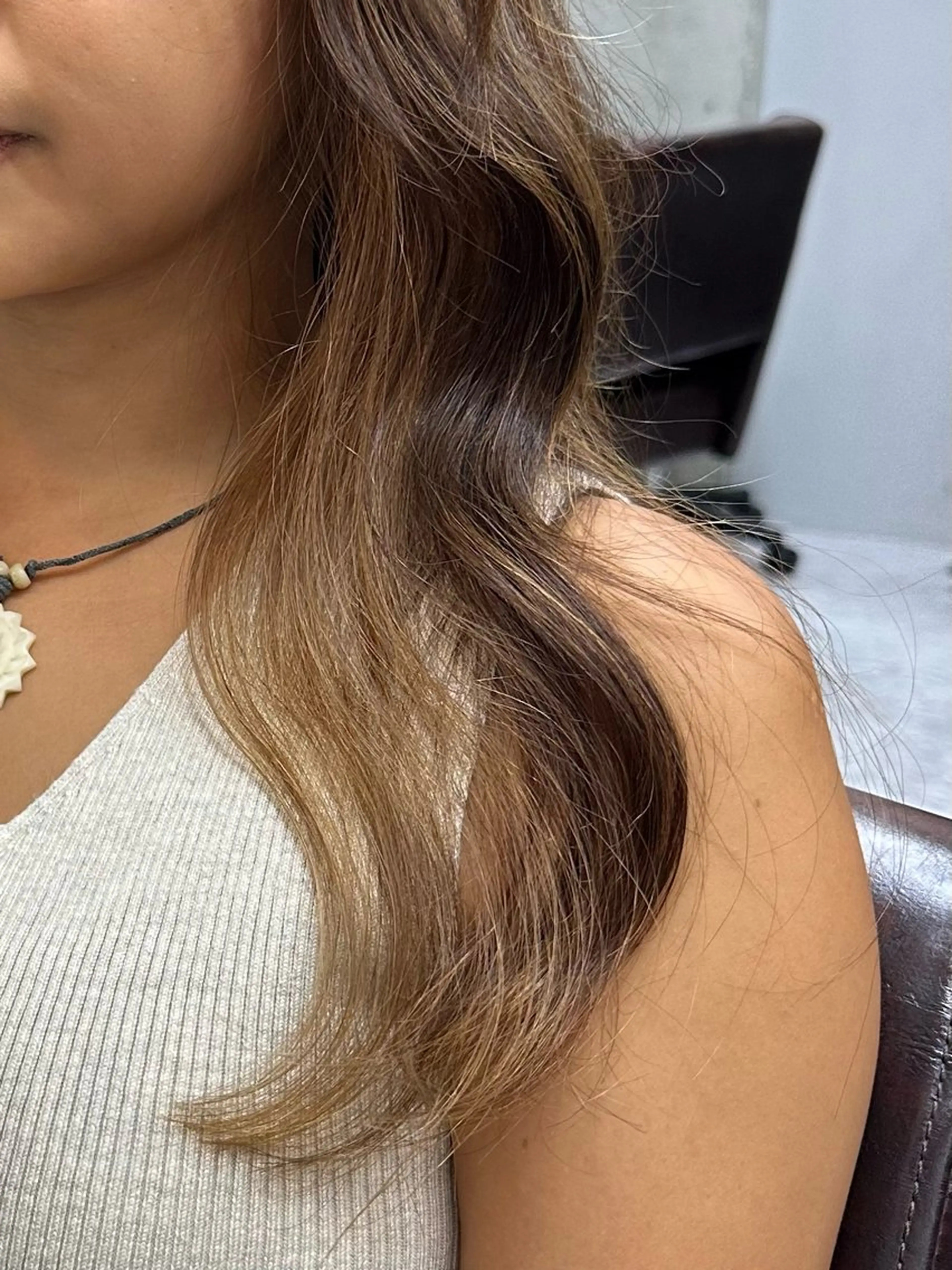 ロング ロングレイヤー くびれヘア 顔まわりレイヤー 韓国風ヘア レイヤーカット ヘアカラー 韓国/ワンホンヘア 髪質改善/MaCoのヘアスタイル