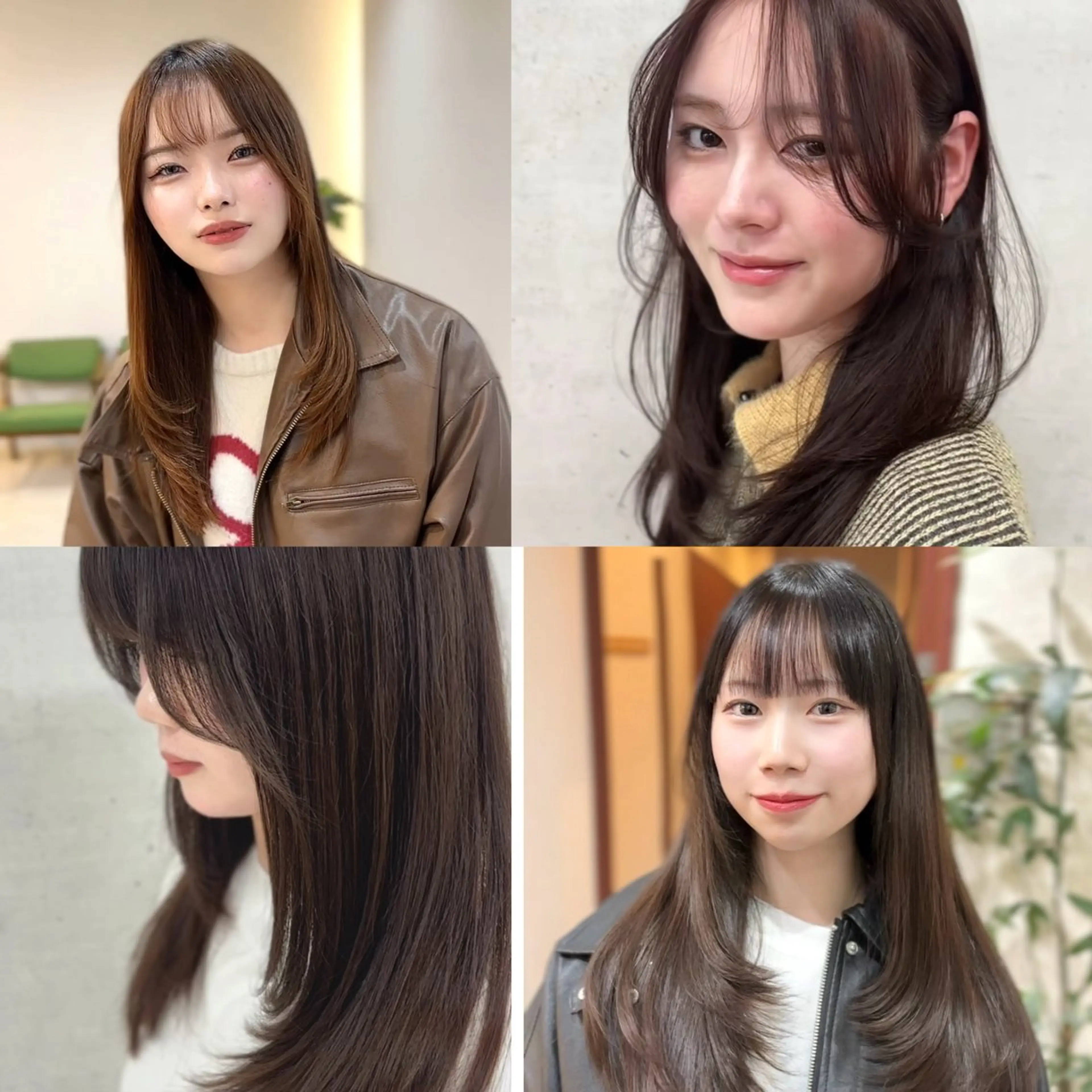 ロング 顔周りカット レイヤーカット 似合わせカット・透明 感カラー👑縮毛矯正のヘアスタイル