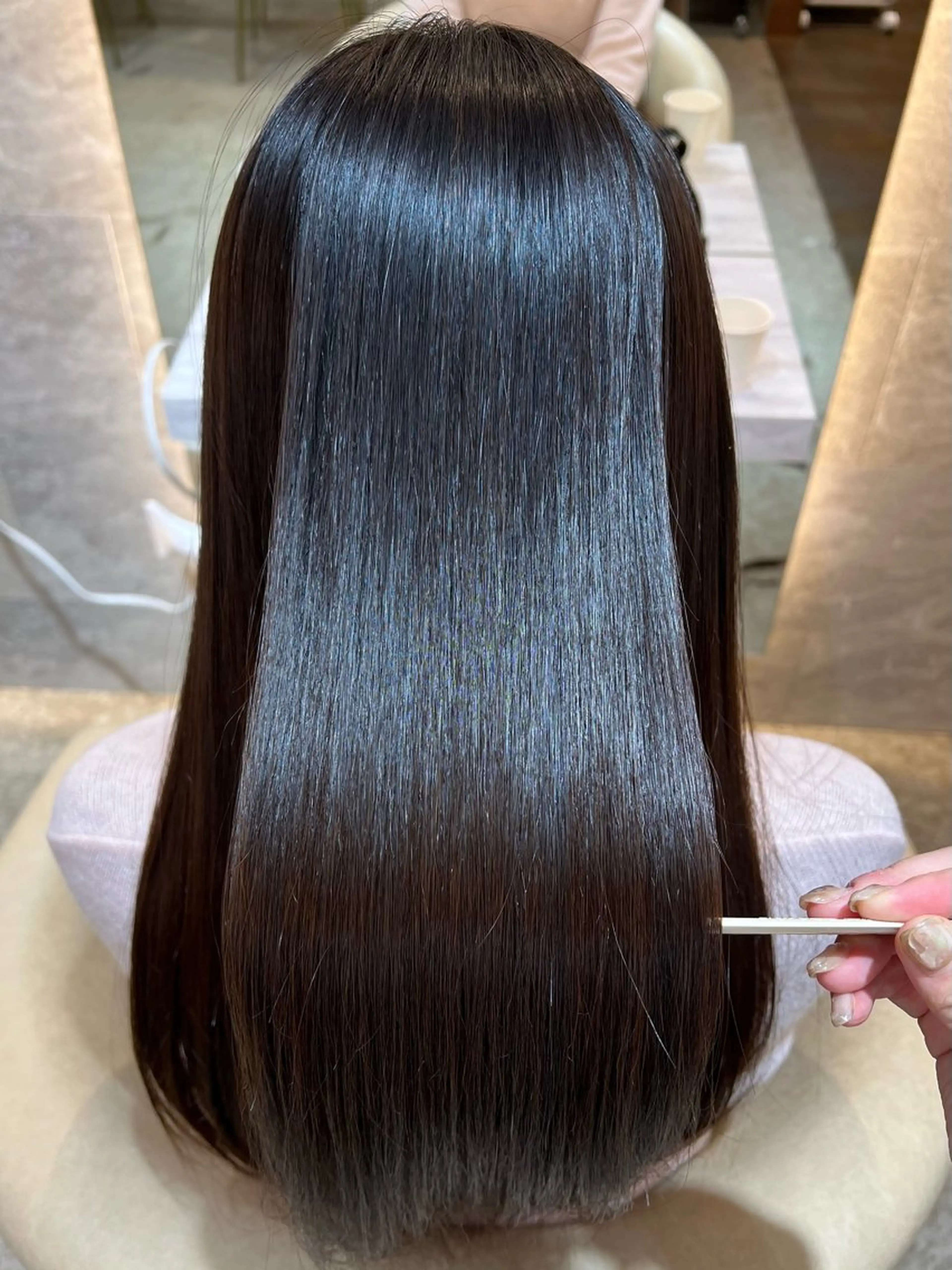 セミロング カラー ボブ/巻ける縮毛矯正 /韓国レイヤーはなのヘアスタイル