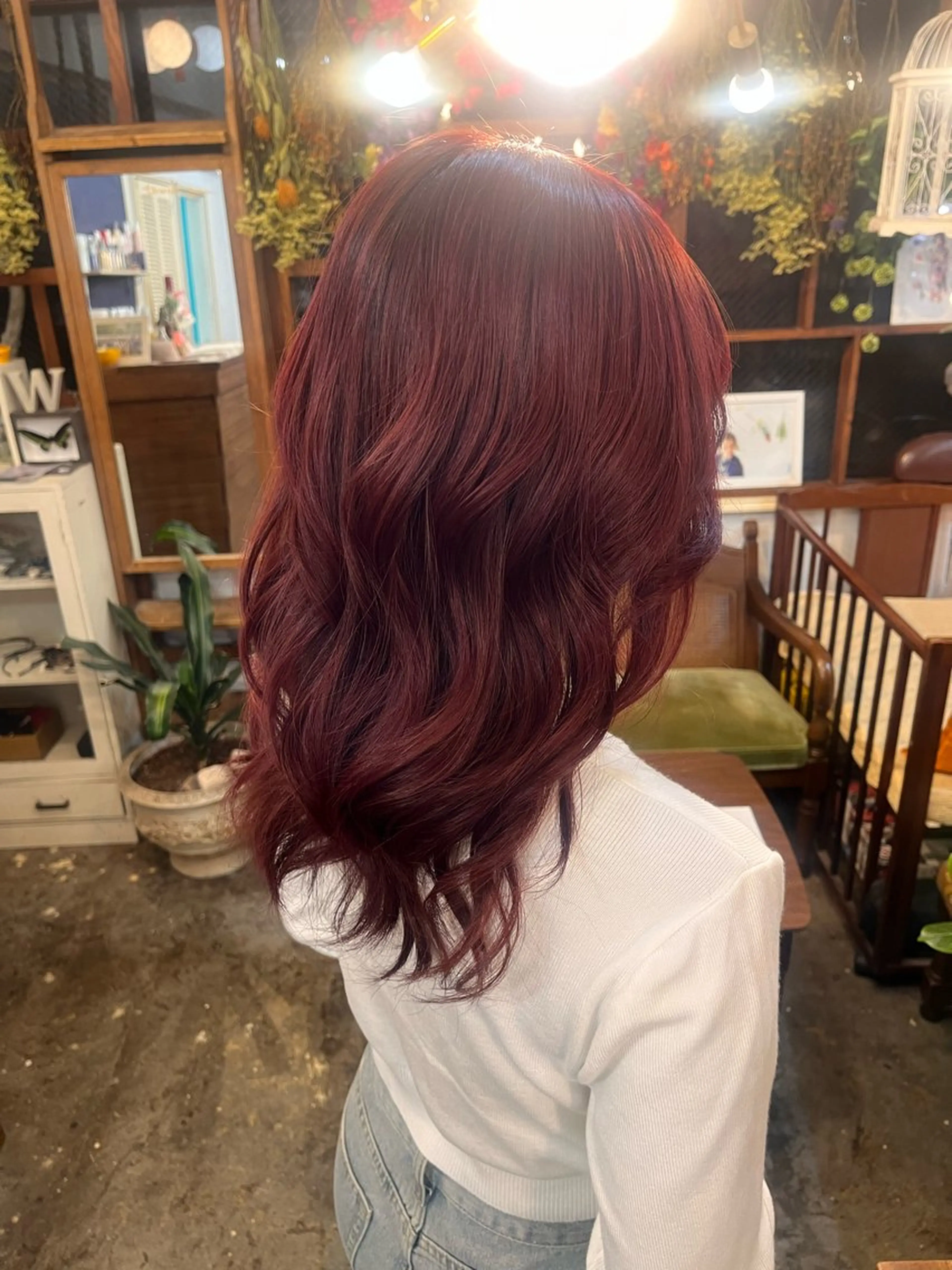 セミロング カラー レッドカラー HAIR & MAKE orange所属・mary'sメリー /ニュアンスカラーのヘアスタイル